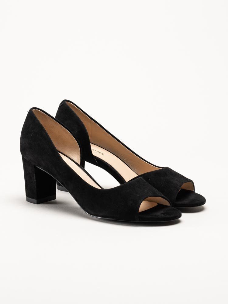 Peter Kaiser - Svarta peep toe pumps i mocka