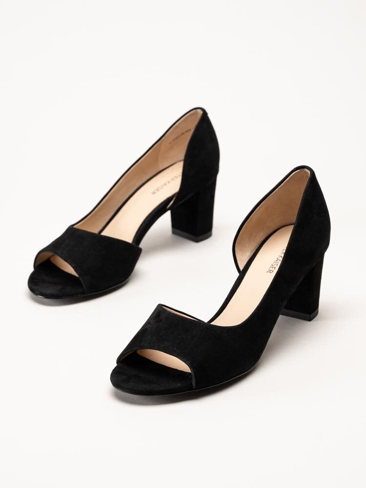 Peter Kaiser - Svarta peep toe pumps i mocka
