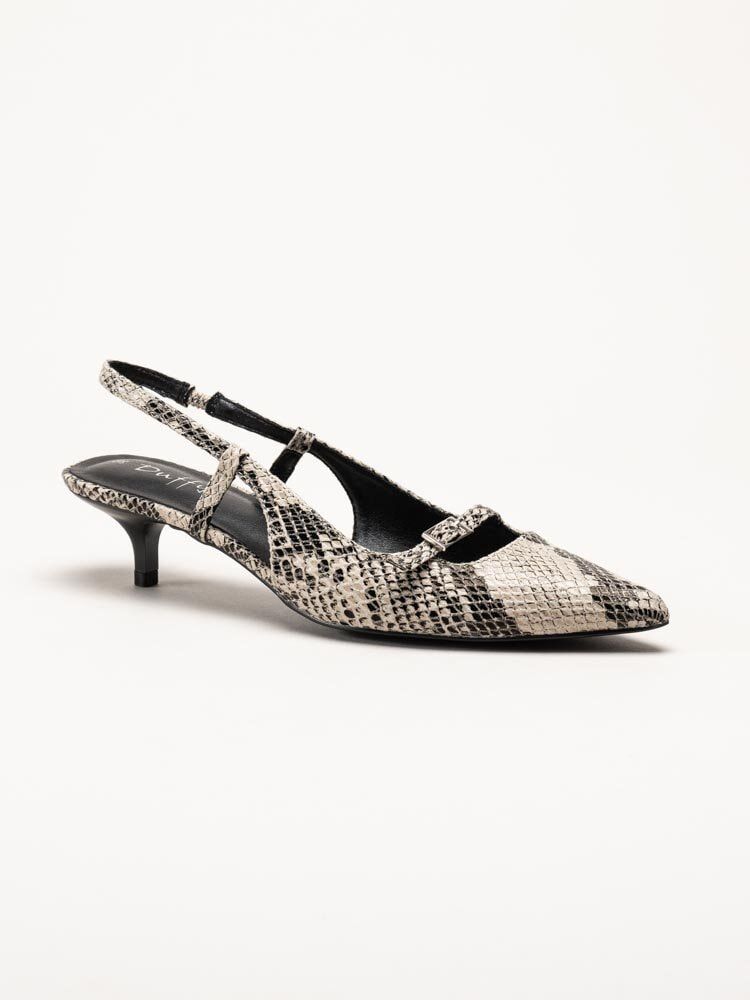 Duffy - Pomezia - Svart-Beige slingback pumps med taxklack