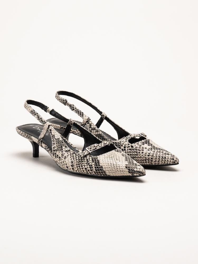 Duffy - Pomezia - Svart-Beige slingback pumps med taxklack