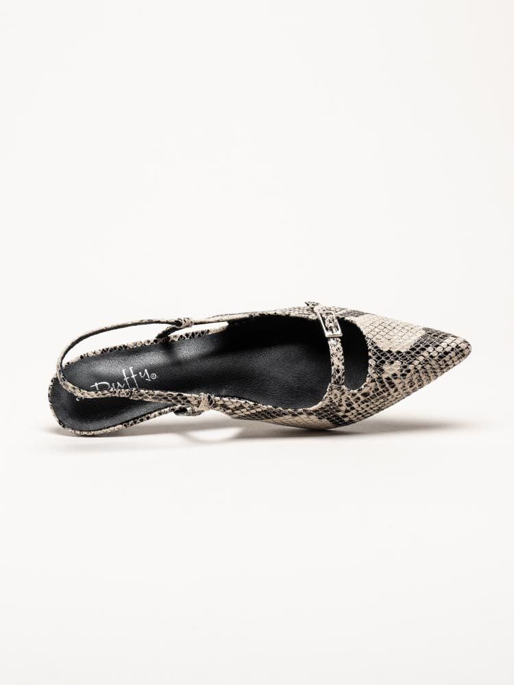 Duffy - Pomezia - Svart-Beige slingback pumps med taxklack
