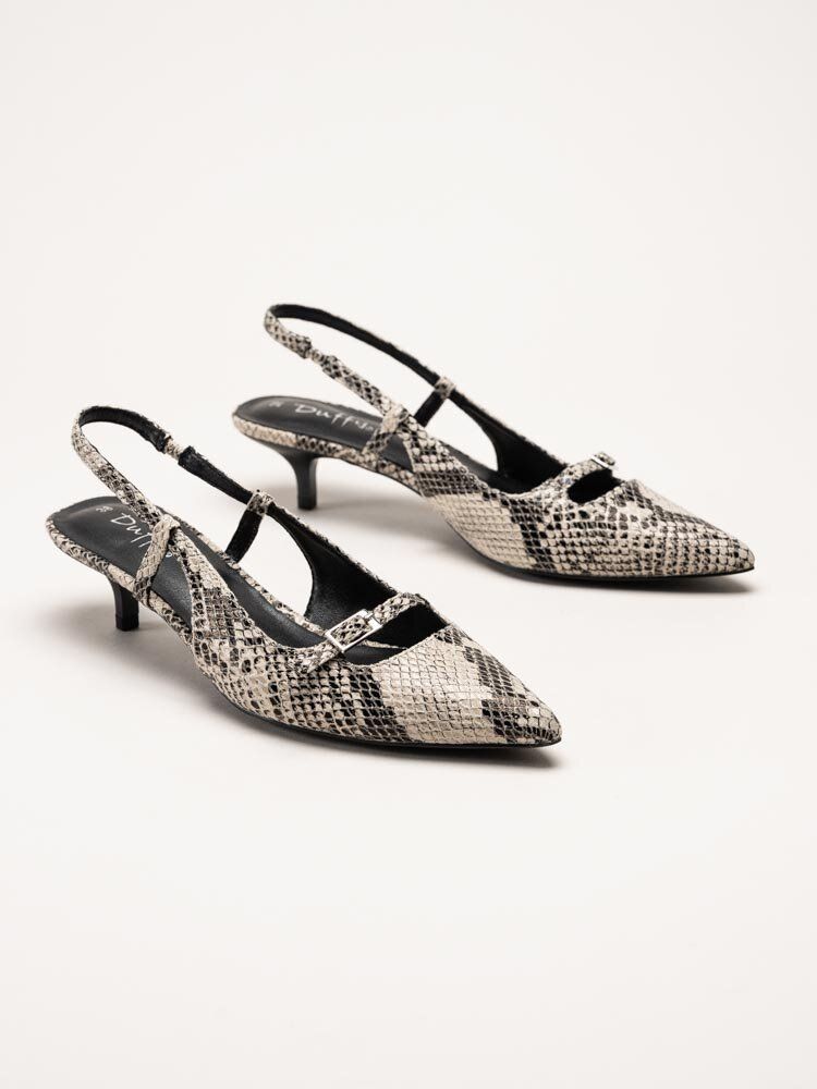 Duffy - Pomezia - Svart-Beige slingback pumps med taxklack