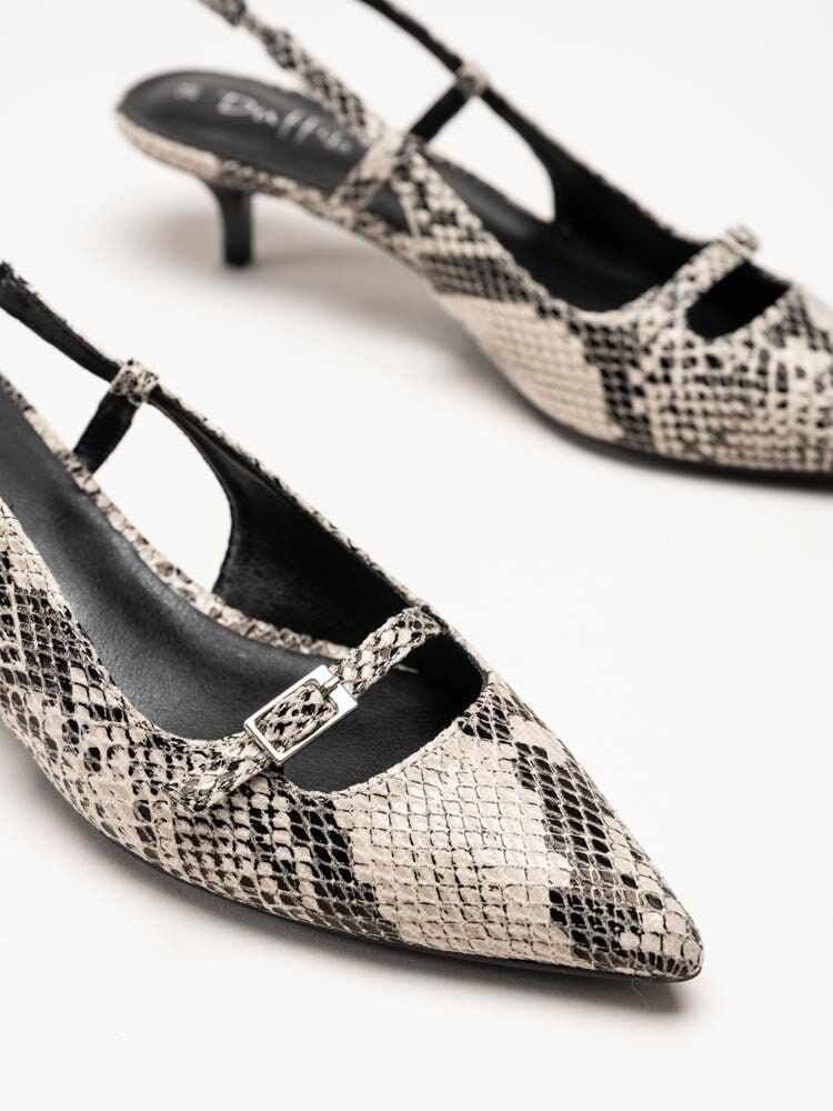 Duffy - Pomezia - Svart-Beige slingback pumps med taxklack