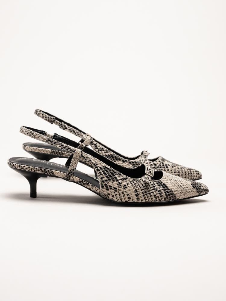 Duffy - Pomezia - Svart-Beige slingback pumps med taxklack