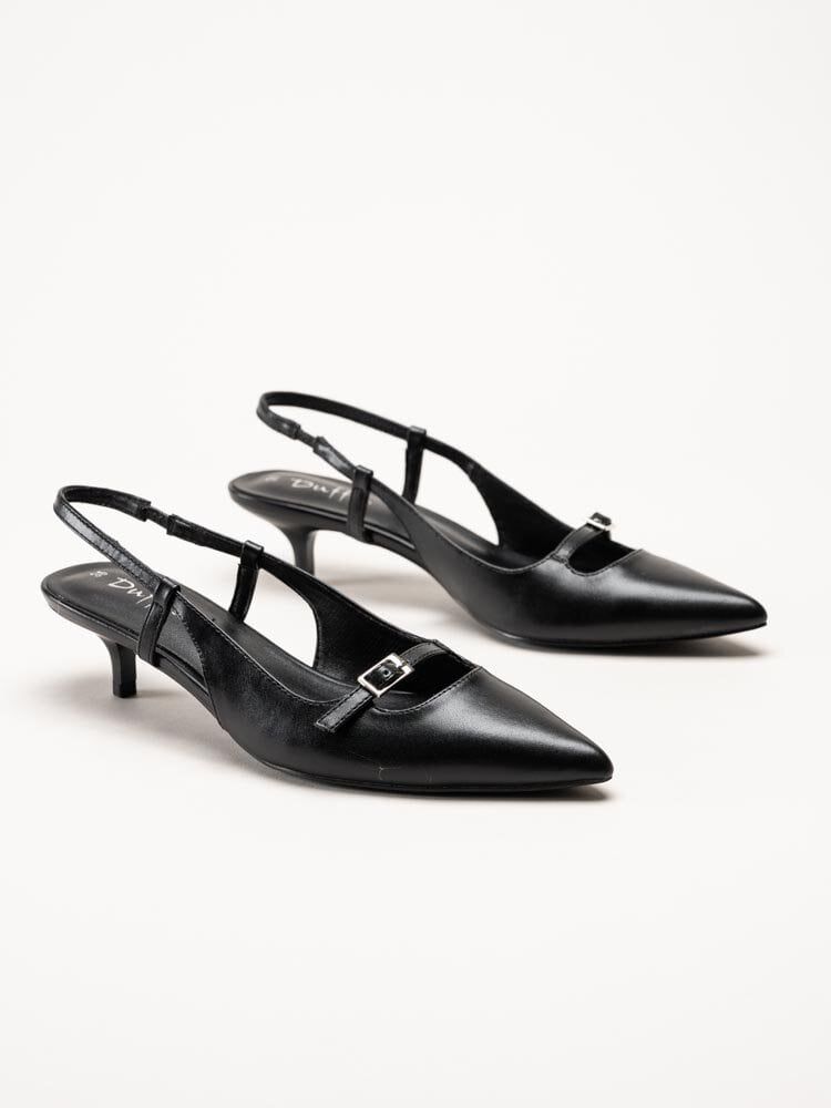 Duffy - Pomezia - Svarta slingback pumps med taxklack
