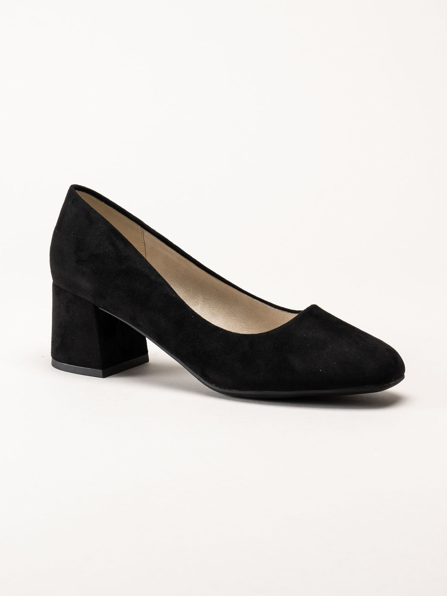 Rieker - Svarta pumps i microtextil