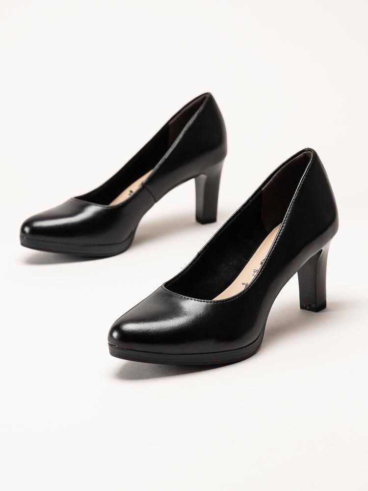Tamaris - Svarta pumps i skinn