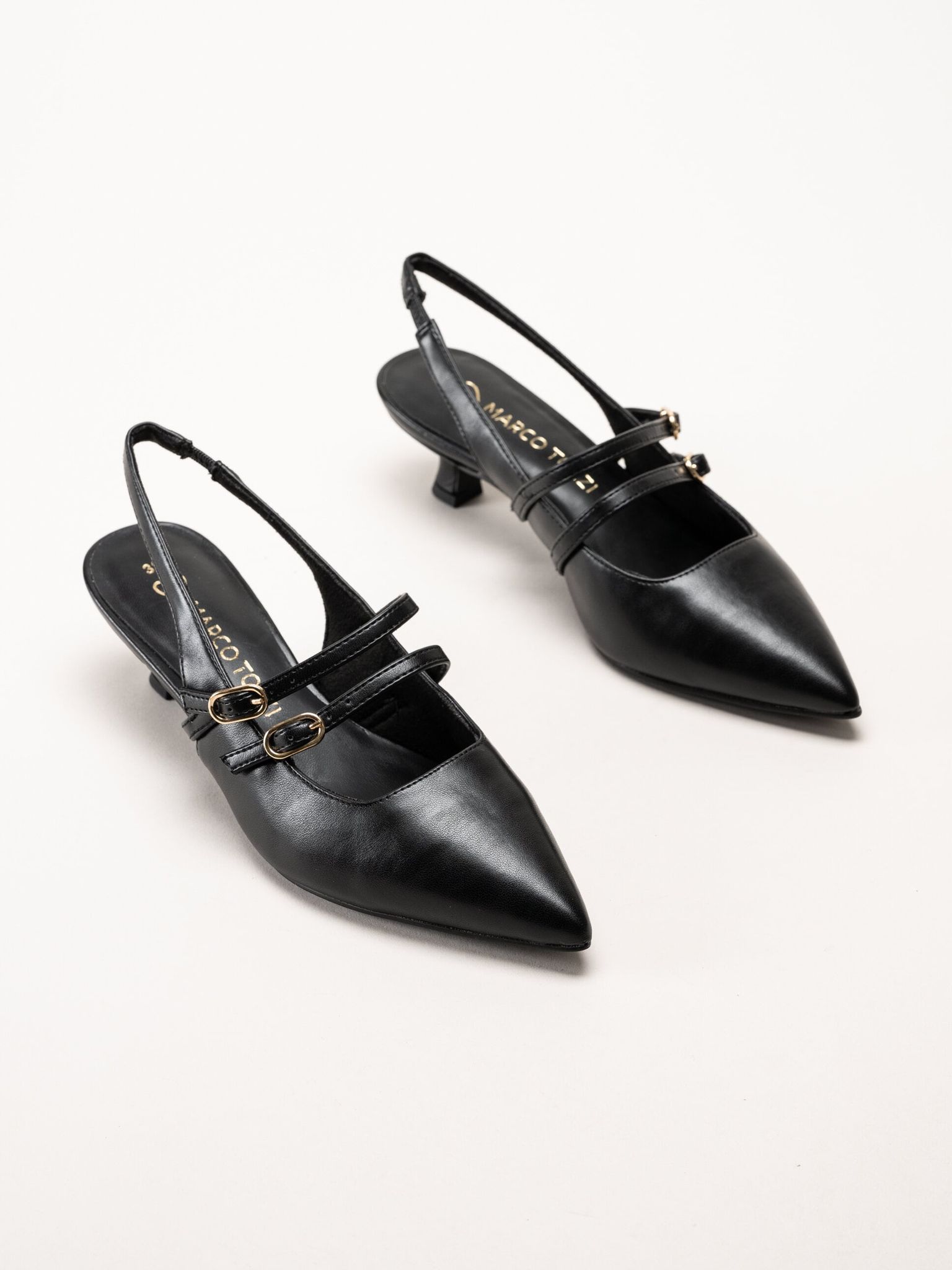 Marco Tozzi - Svarta slingback pumps med taxklack