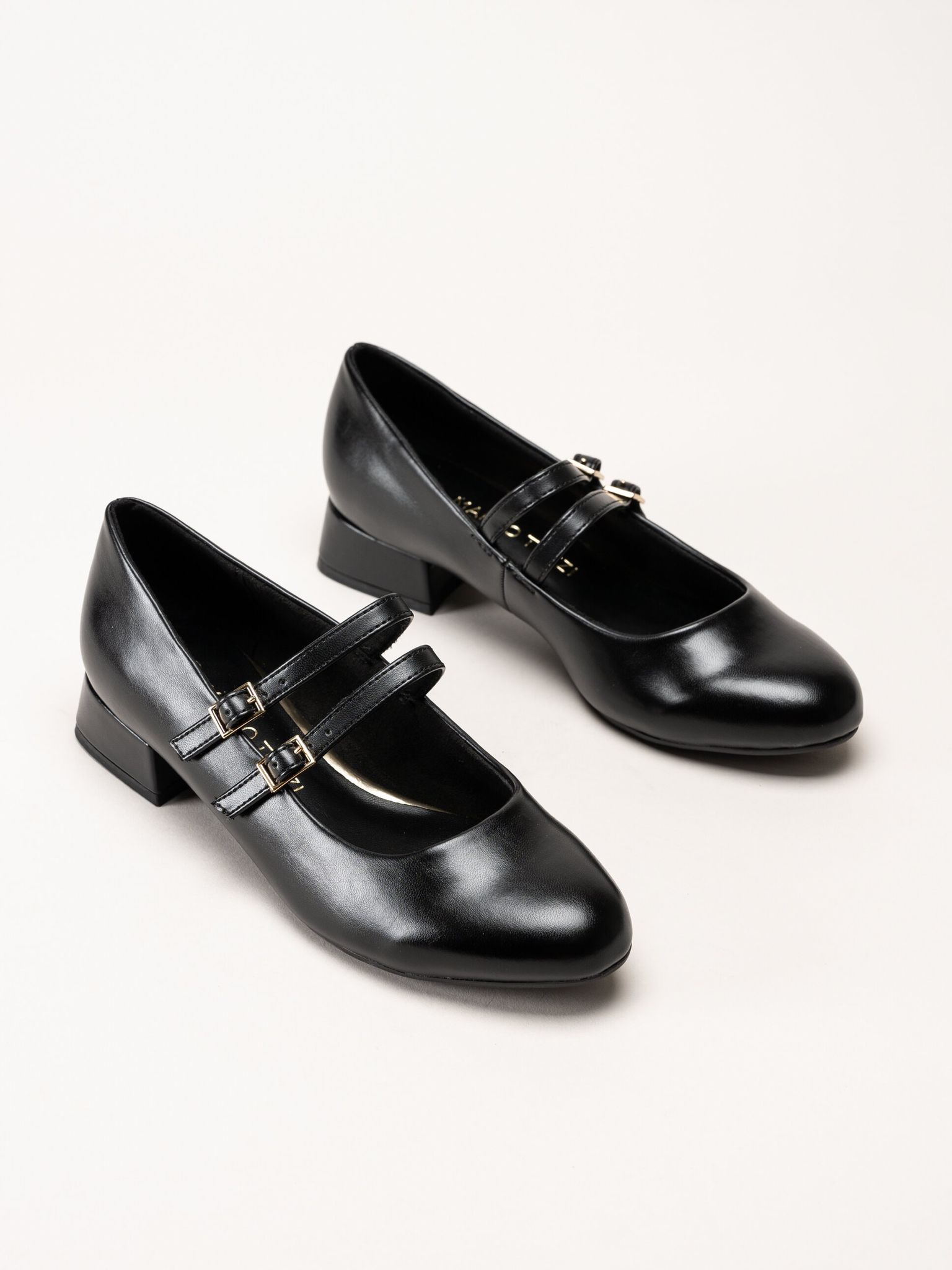 Marco Tozzi - Svarta pumps i skinnimitation