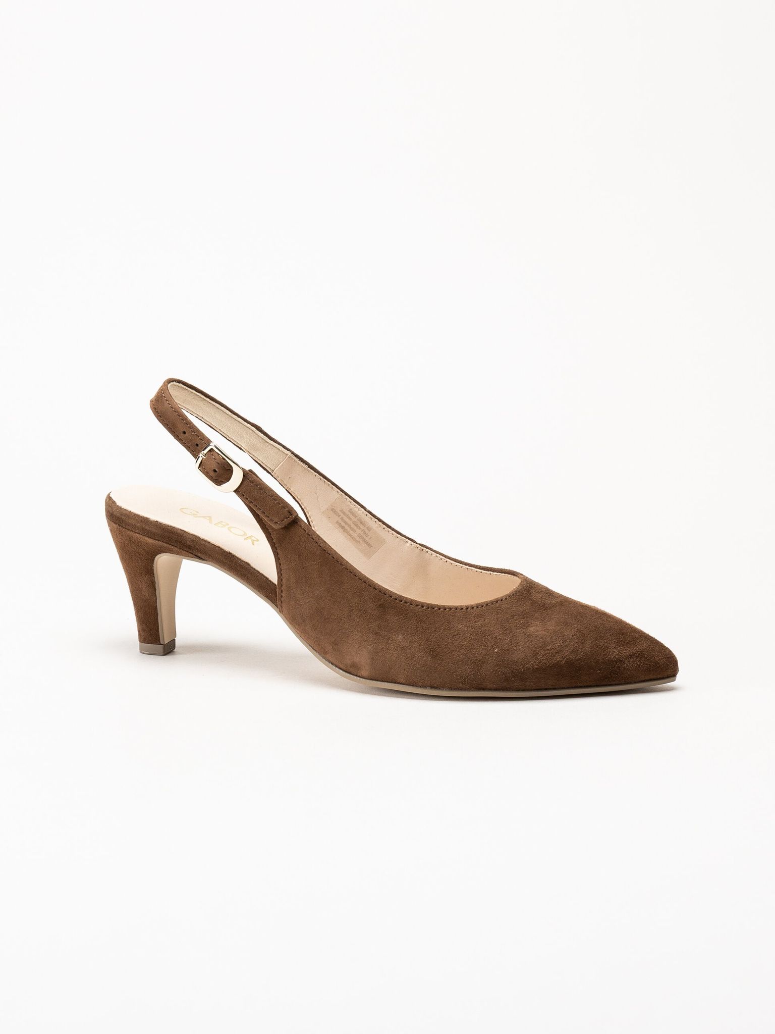 Gabor - Mörkbruna slingback pumps i mocka