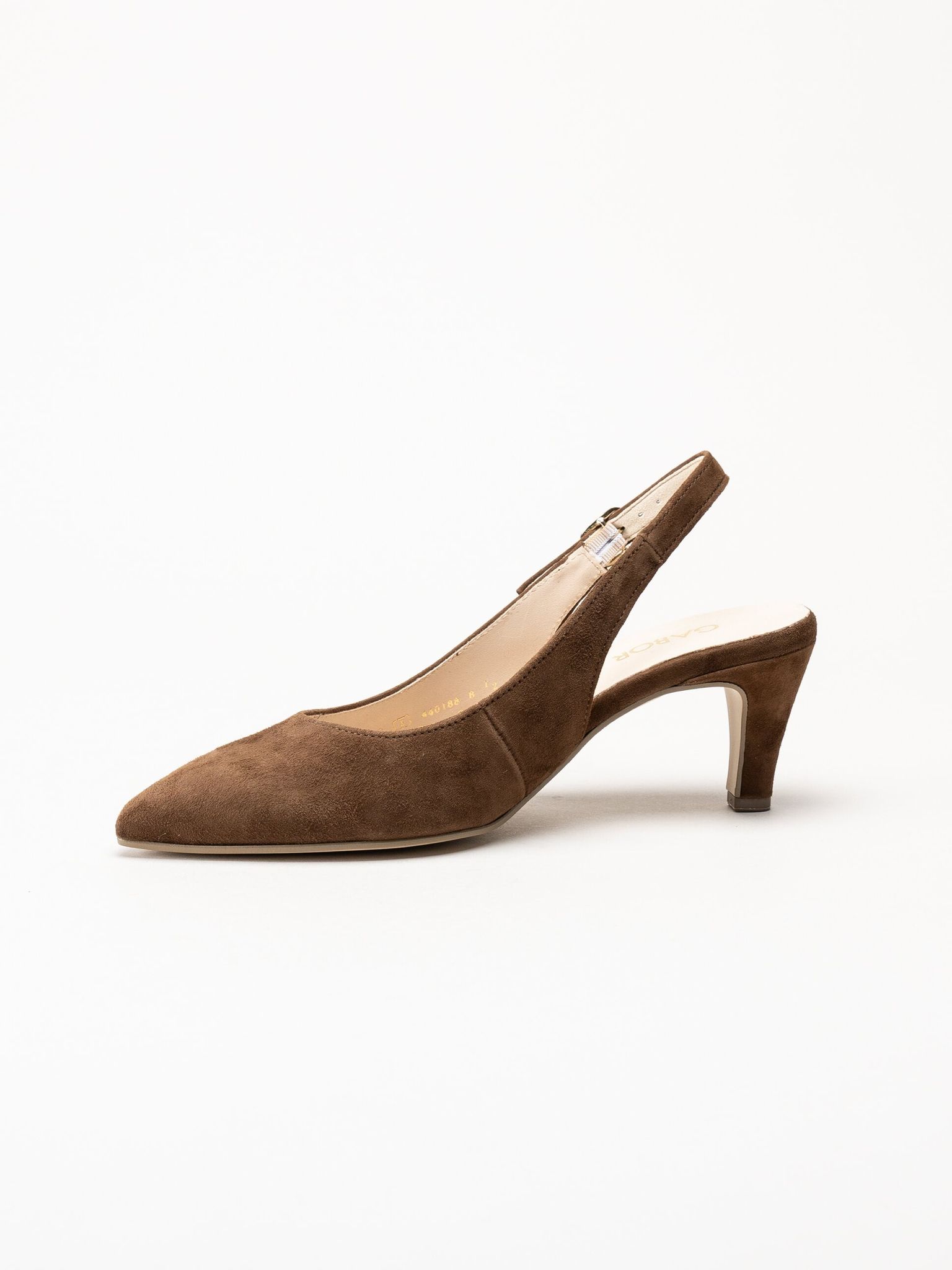 Gabor - Mörkbruna slingback pumps i mocka