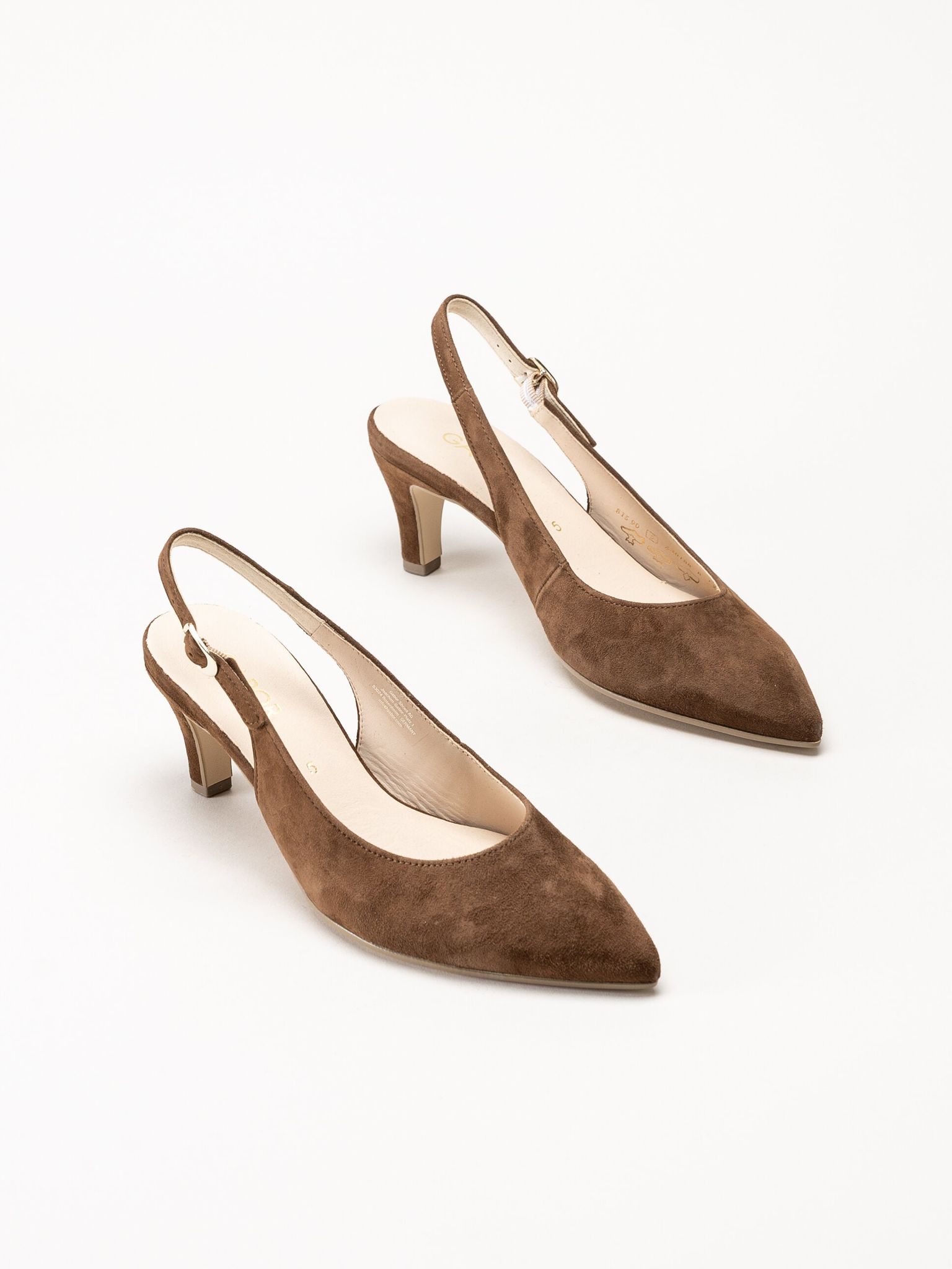 Gabor - Mörkbruna slingback pumps i mocka