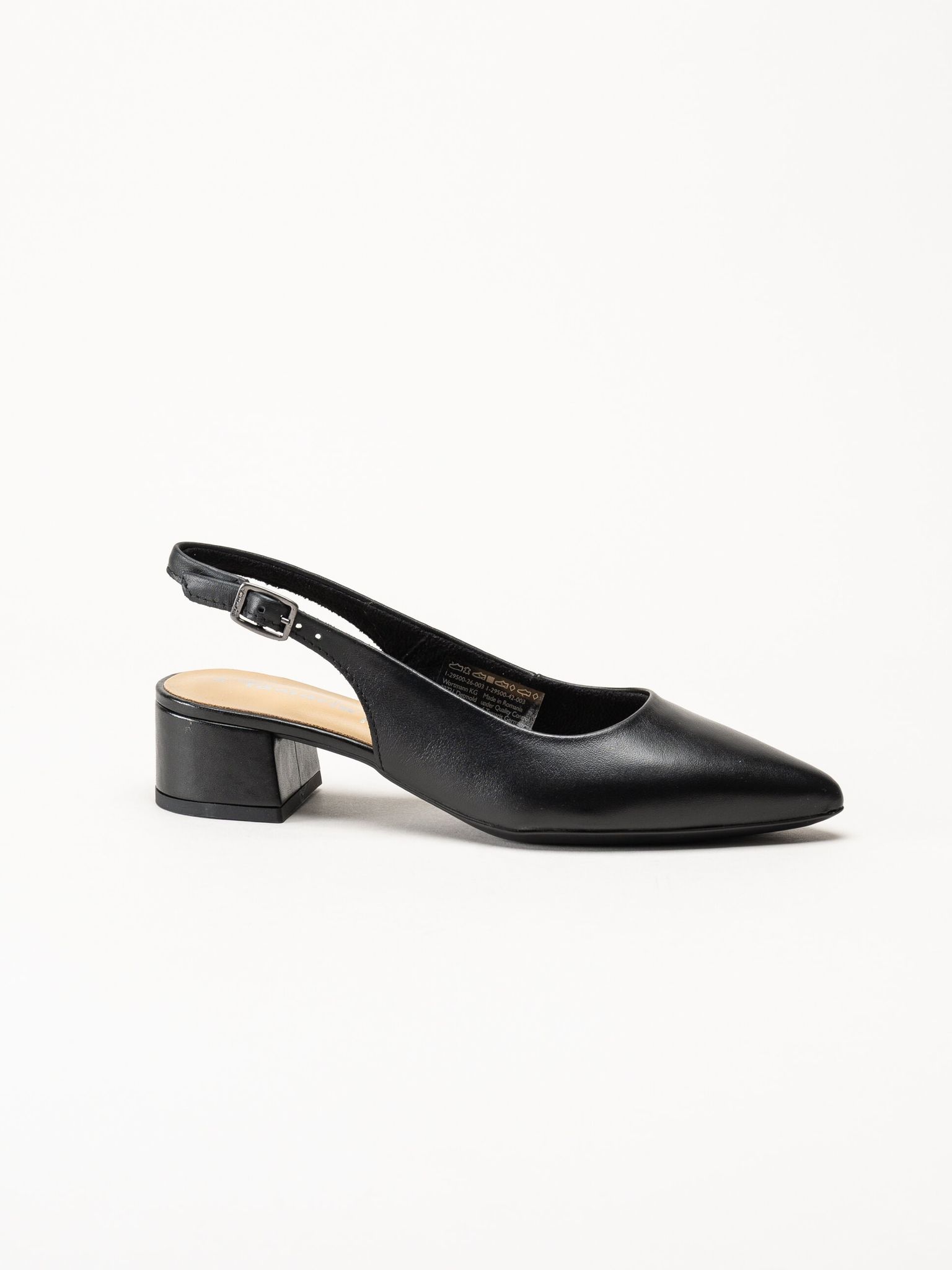Tamaris - Svarta slingback pumps i skinn