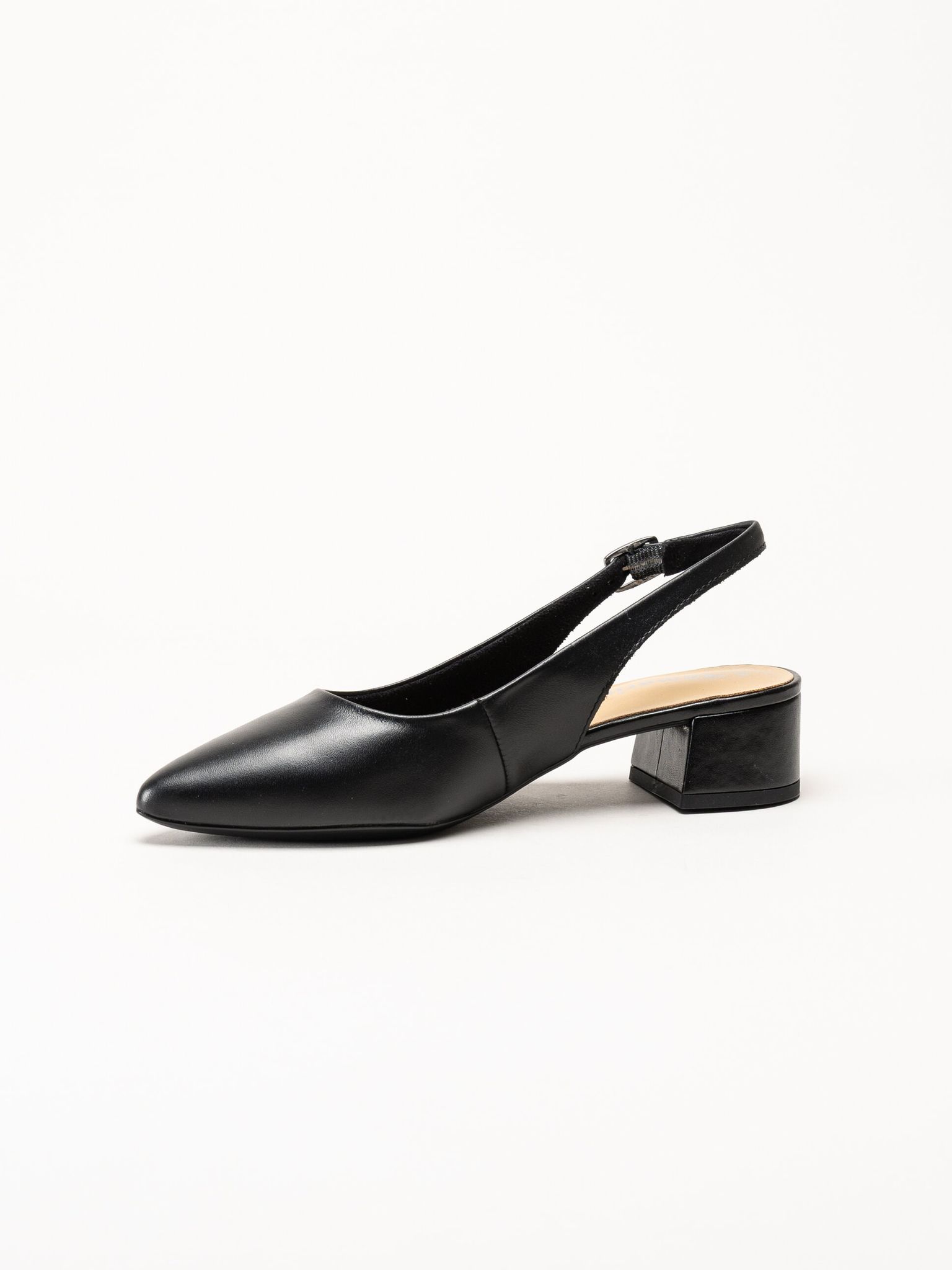 Tamaris - Svarta slingback pumps i skinn