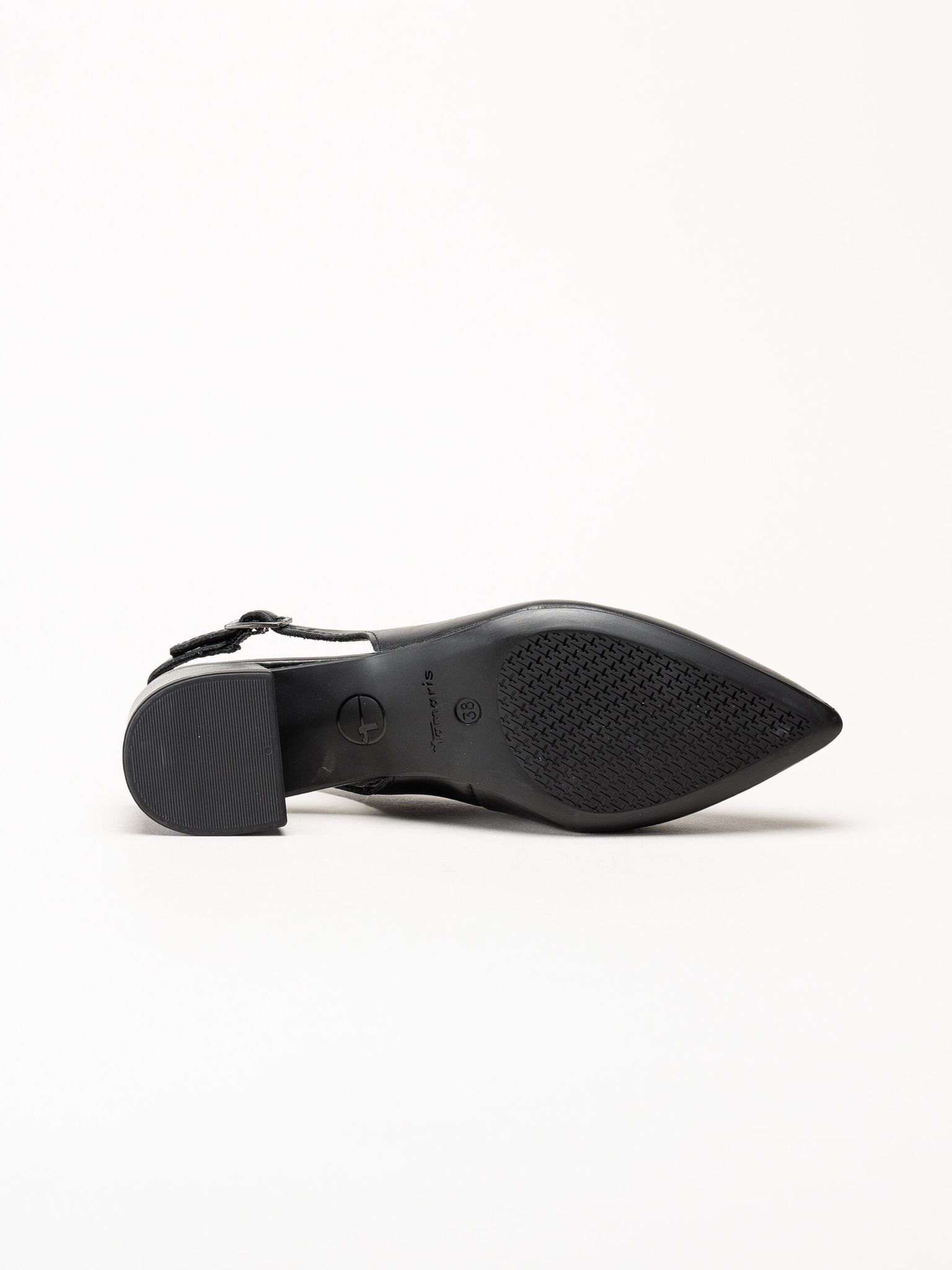 Tamaris - Svarta slingback pumps i skinn