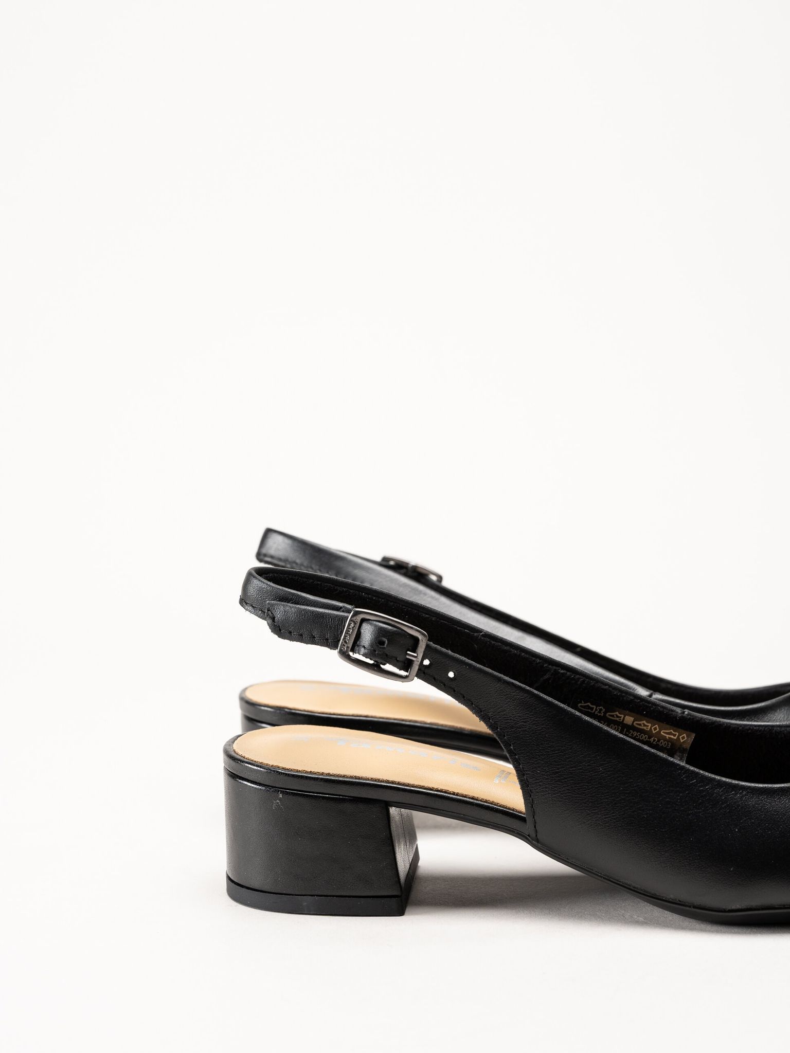Tamaris - Svarta slingback pumps i skinn