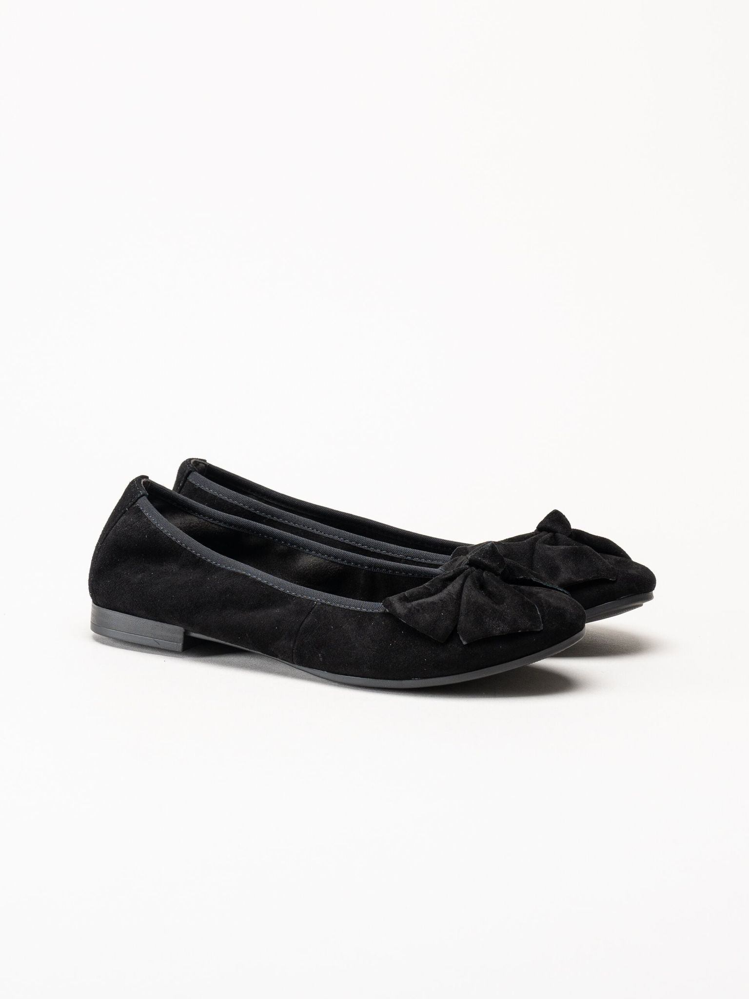 Tamaris - Svarta ballerinaskor i mocka