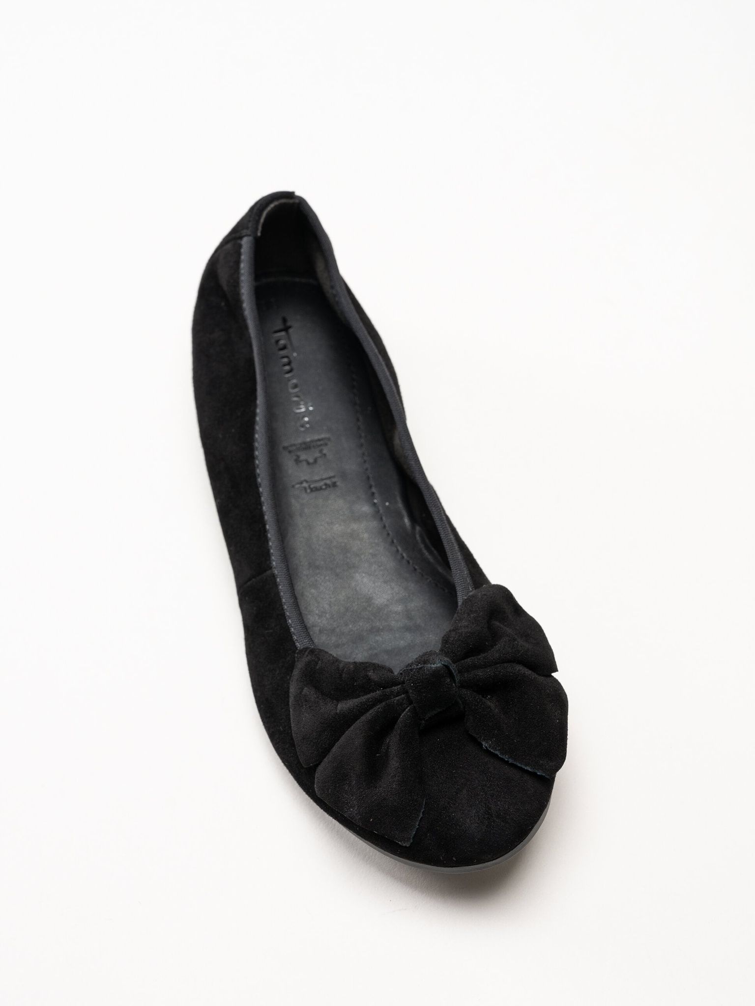 Tamaris - Svarta ballerinaskor i mocka