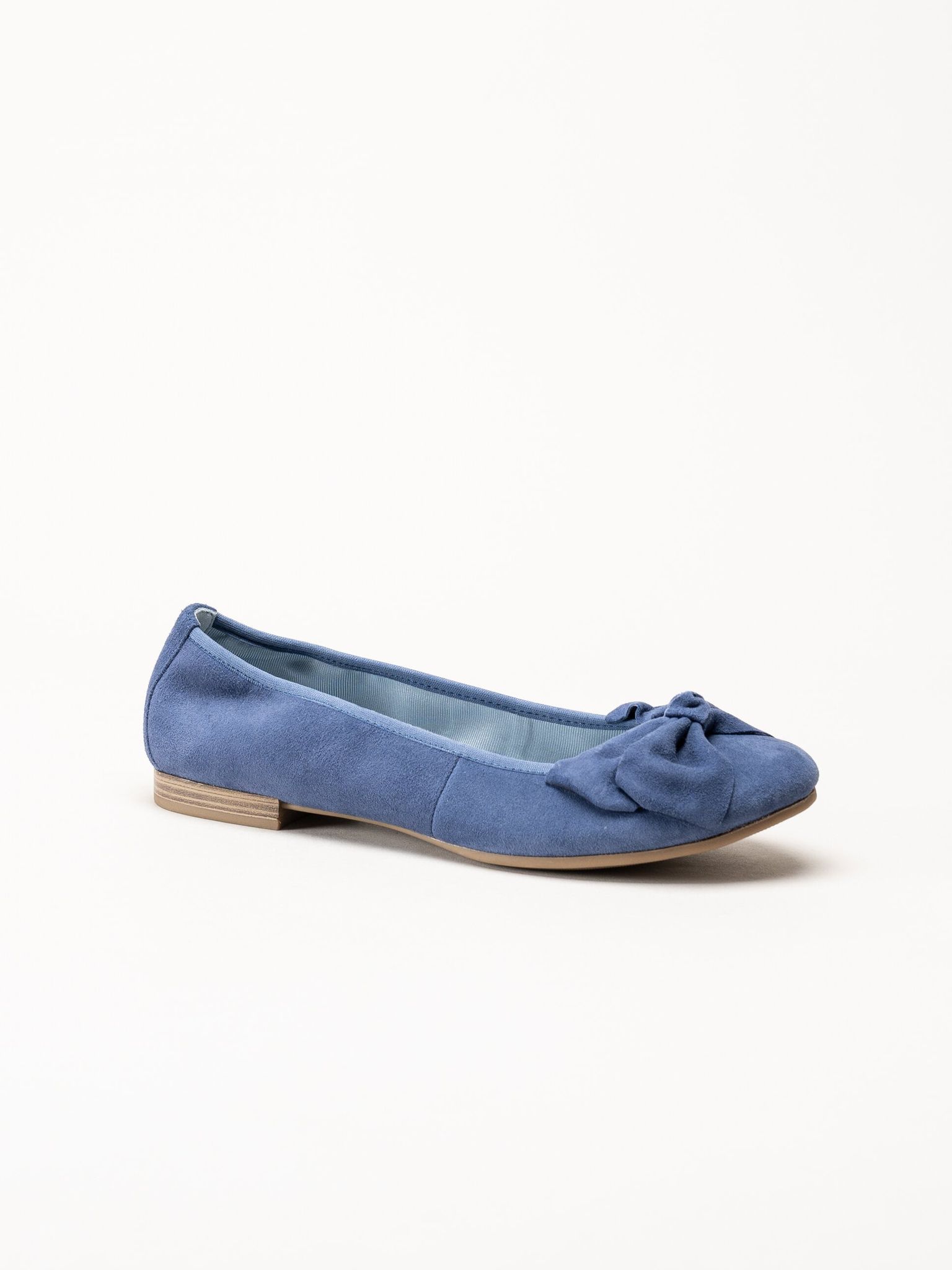 Tamaris - Blå ballerinaskor i mocka