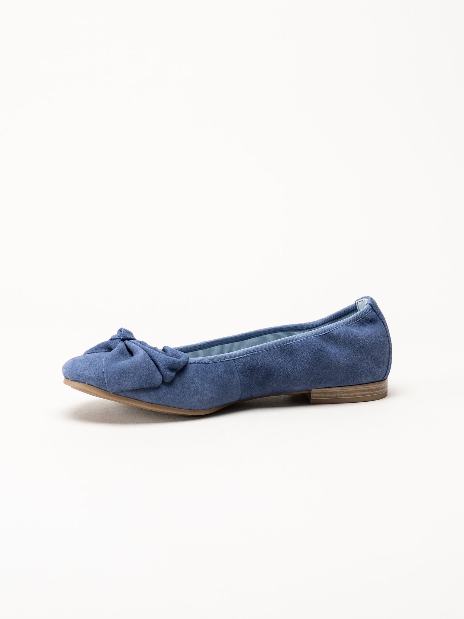 Tamaris - Blå ballerinaskor i mocka