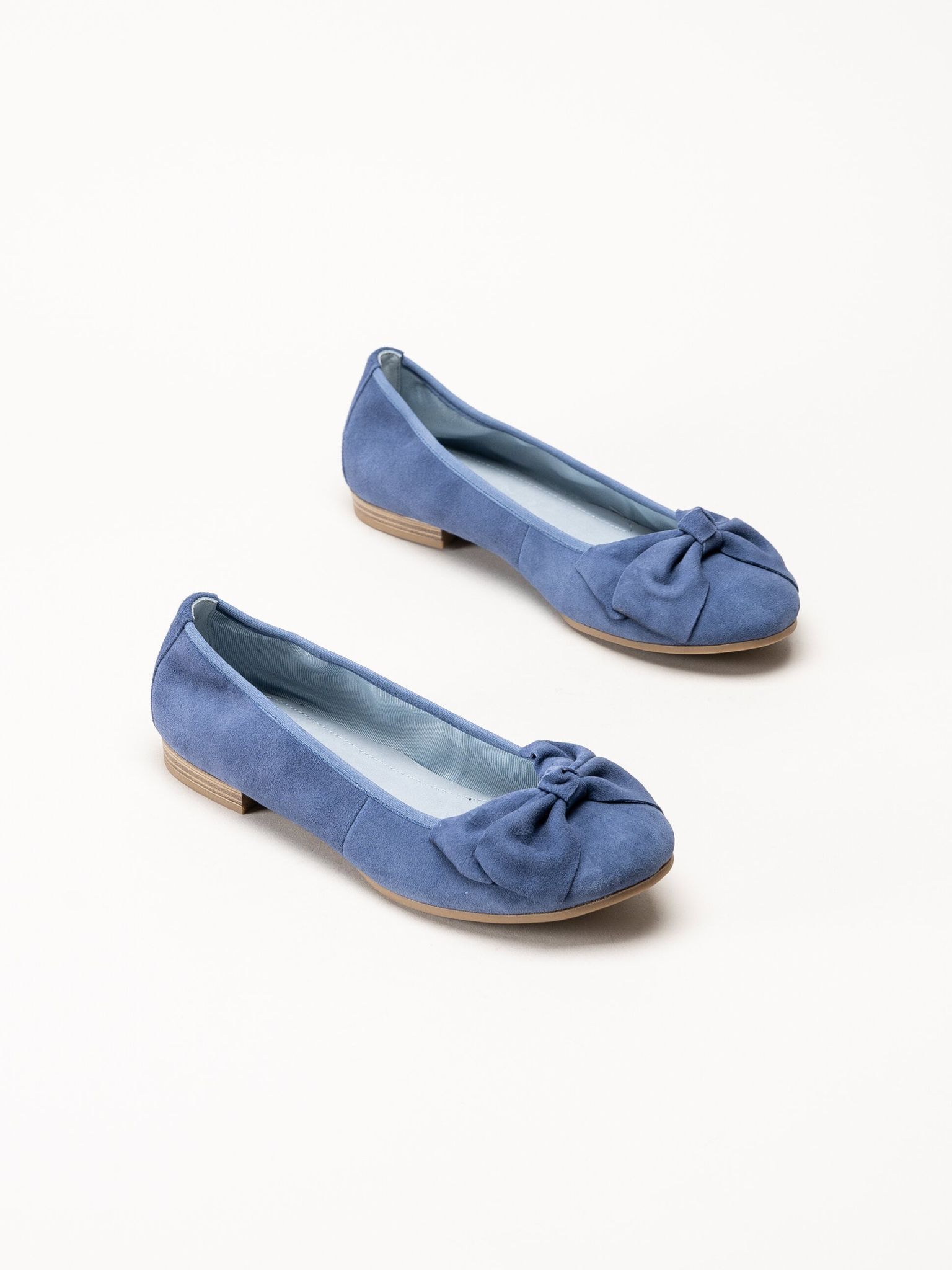 Tamaris - Blå ballerinaskor i mocka