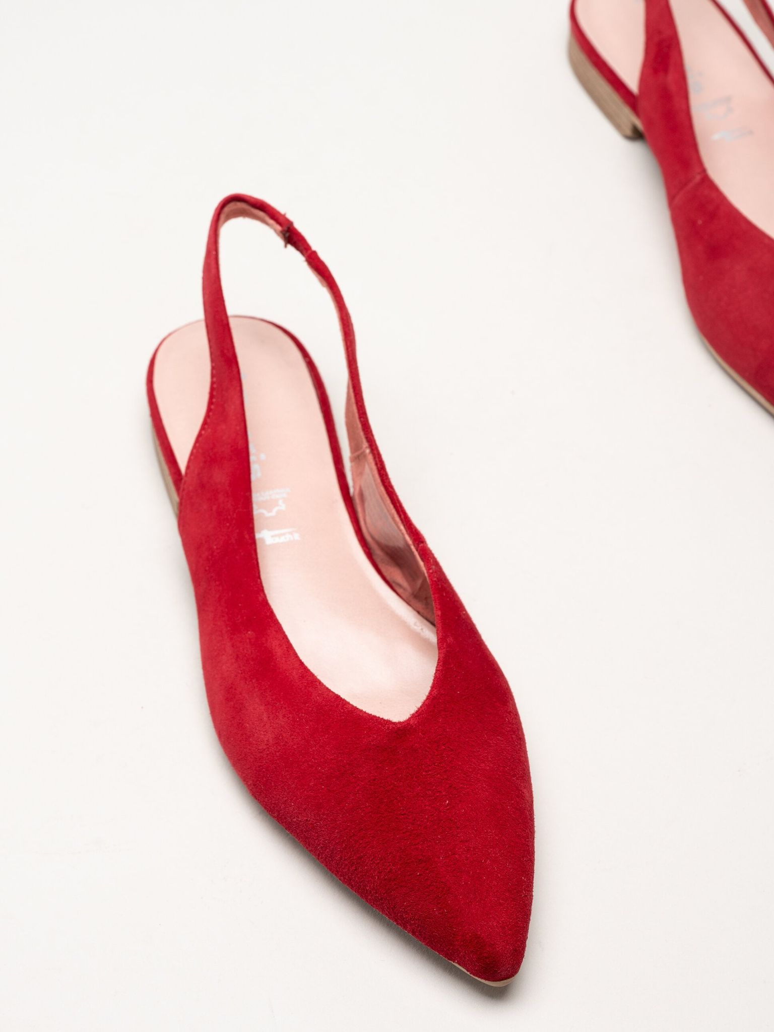 Tamaris - Röda slingback pumps i mocka