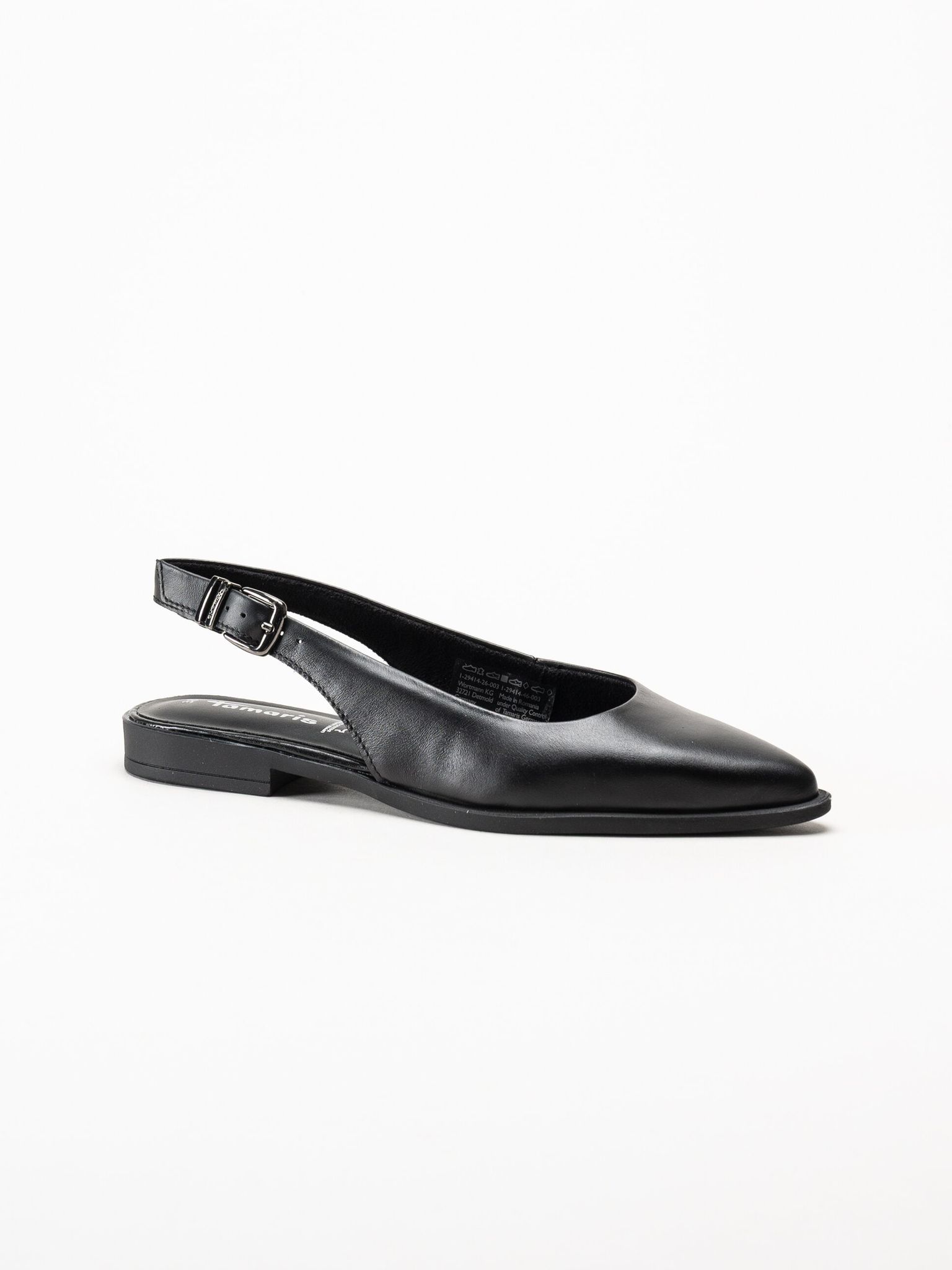 Tamaris - Svarta slingback pumps i skinn