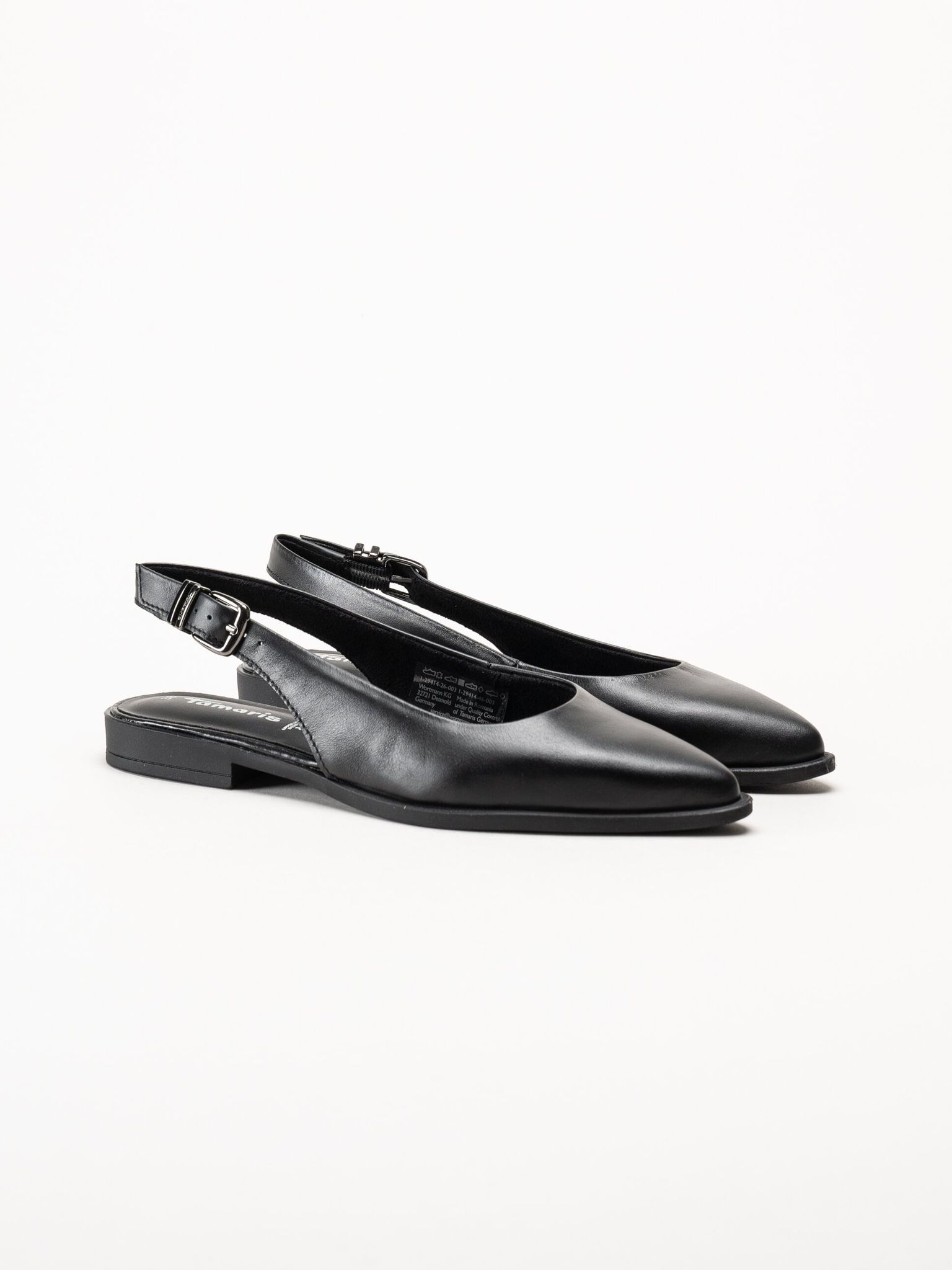 Tamaris - Svarta slingback pumps i skinn