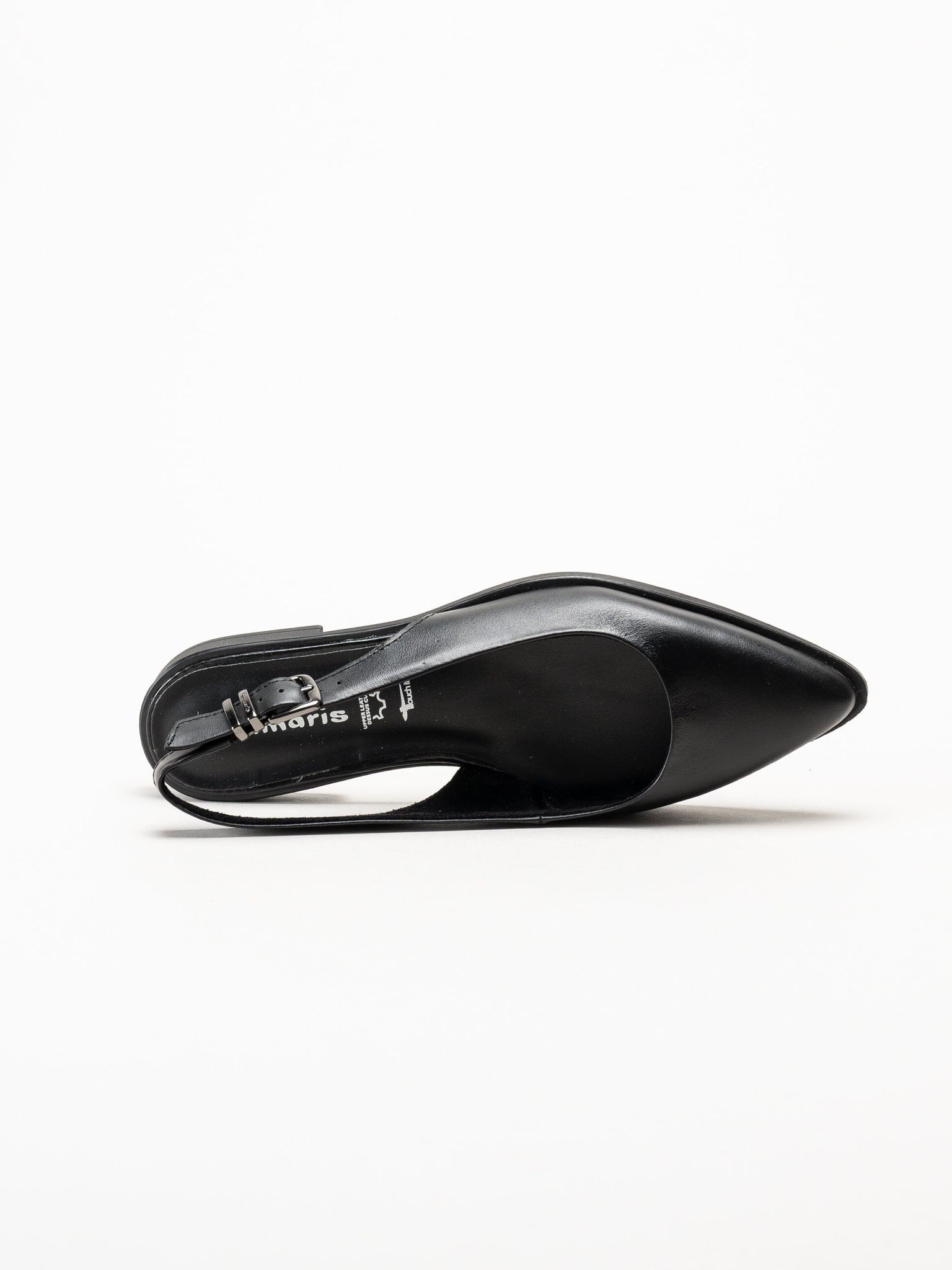 Tamaris - Svarta slingback pumps i skinn