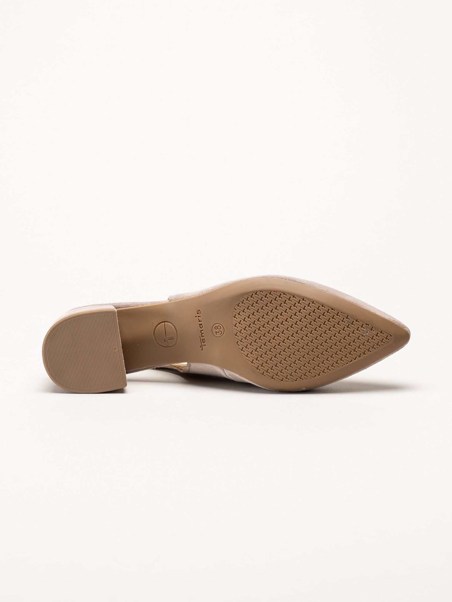 Tamaris - Beige slingback pumps i mocka