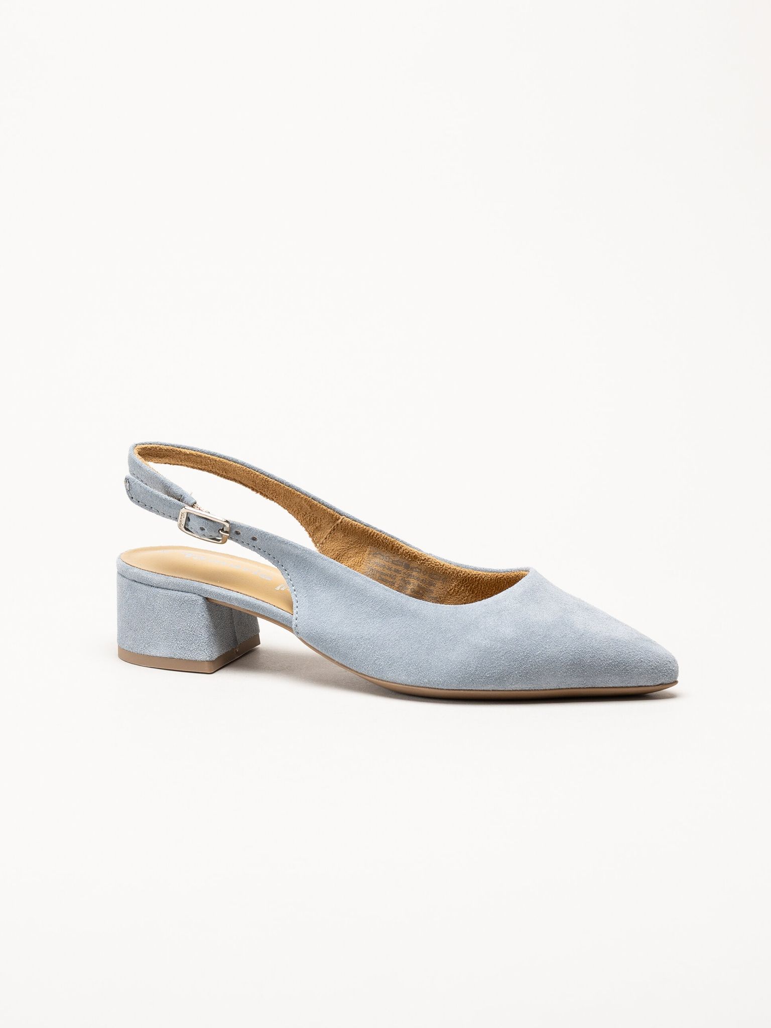 Tamaris - Ljusblå slingback pumps i mocka