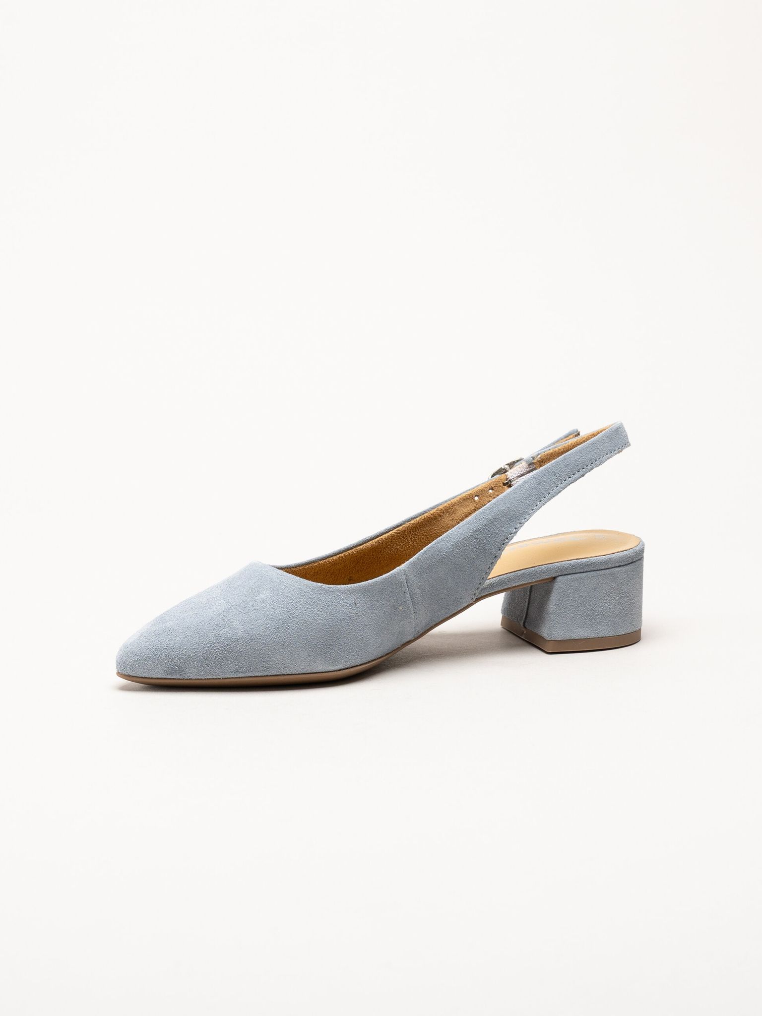 Tamaris - Ljusblå slingback pumps i mocka