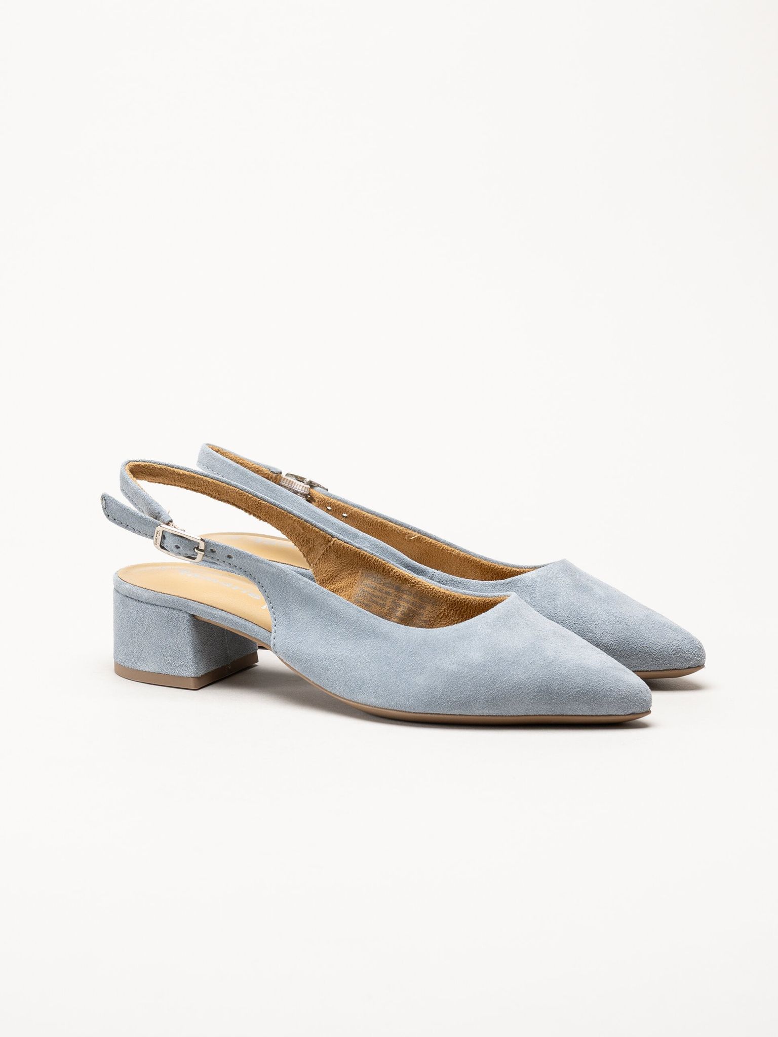 Tamaris - Ljusblå slingback pumps i mocka