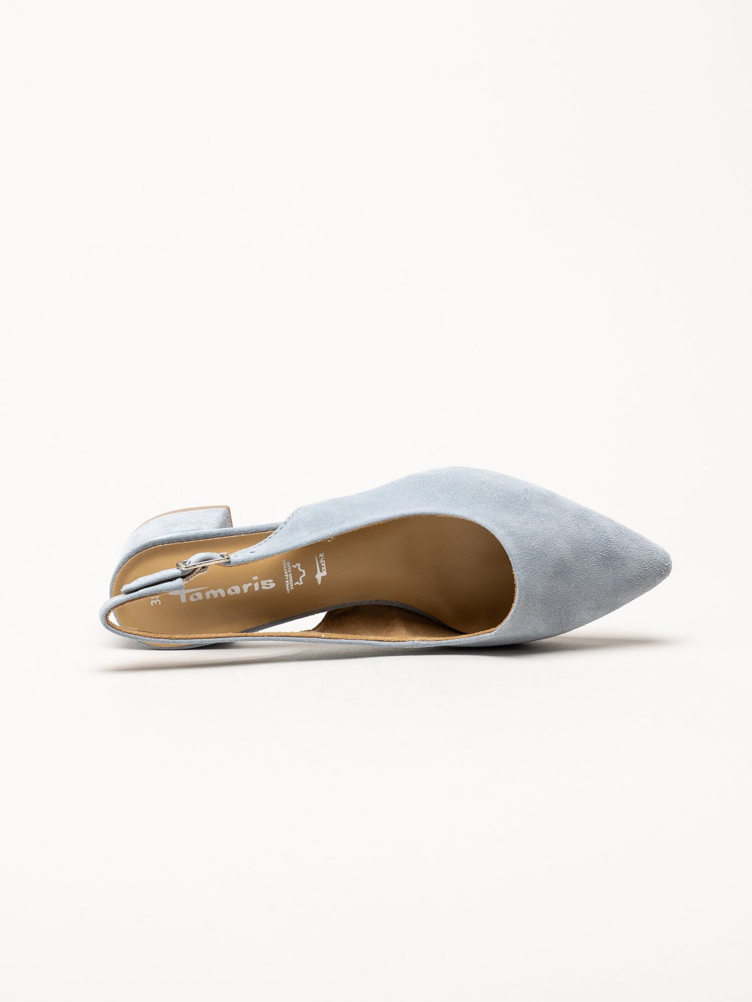 Tamaris - Ljusblå slingback pumps i mocka