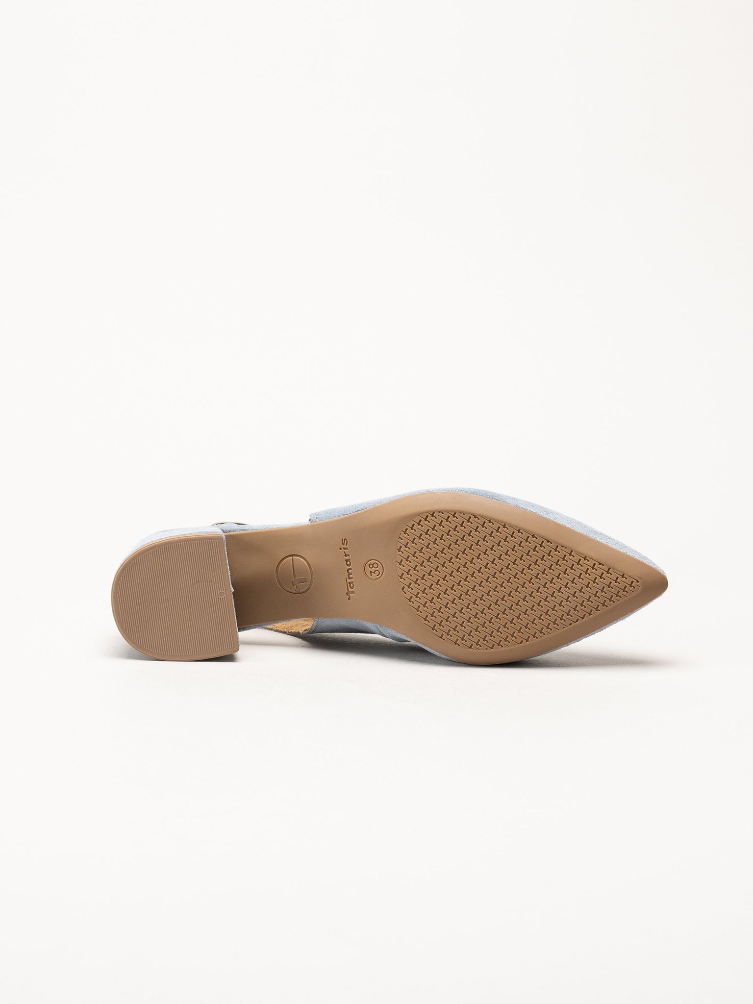 Tamaris - Ljusblå slingback pumps i mocka