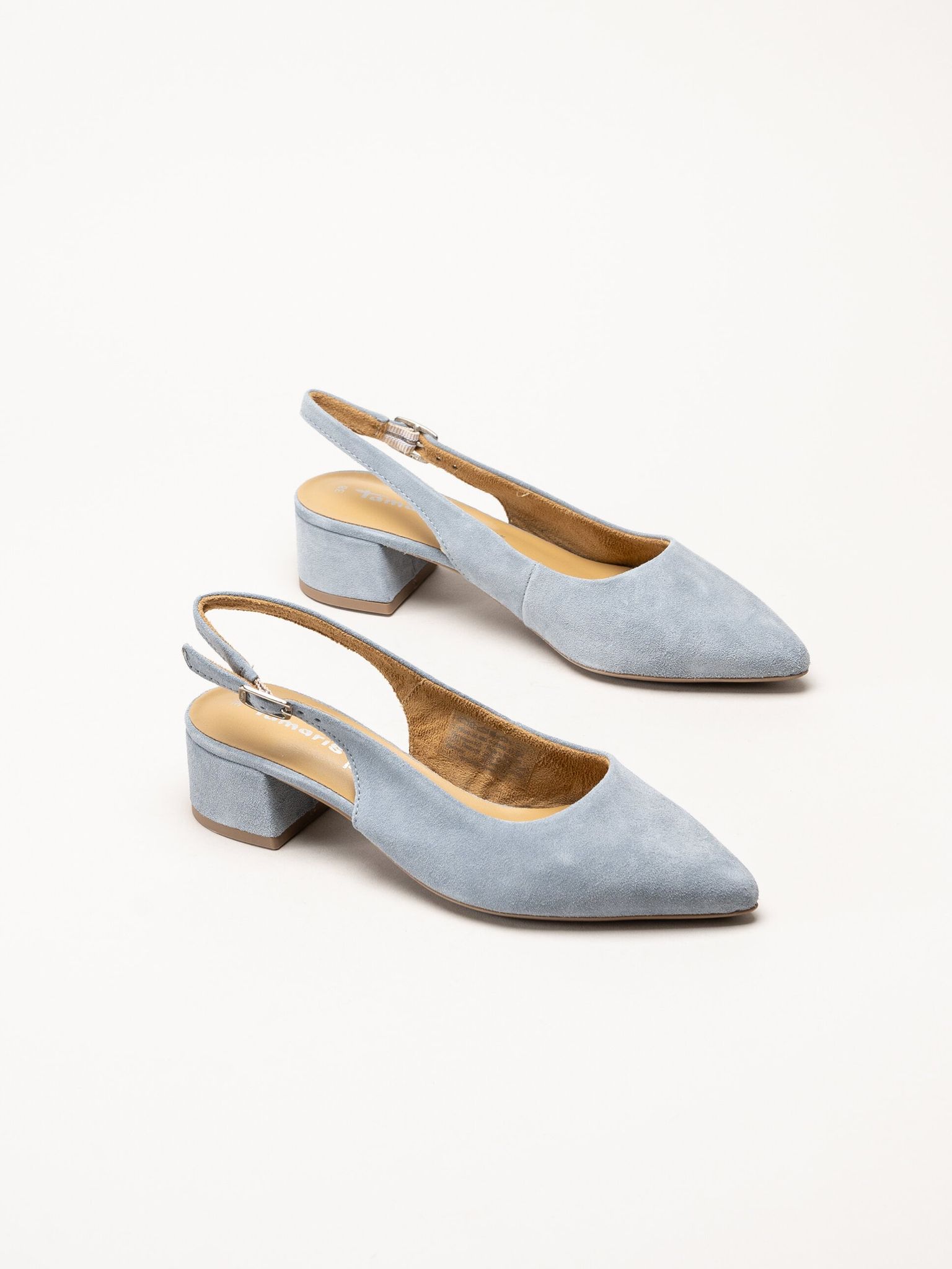 Tamaris - Ljusblå slingback pumps i mocka