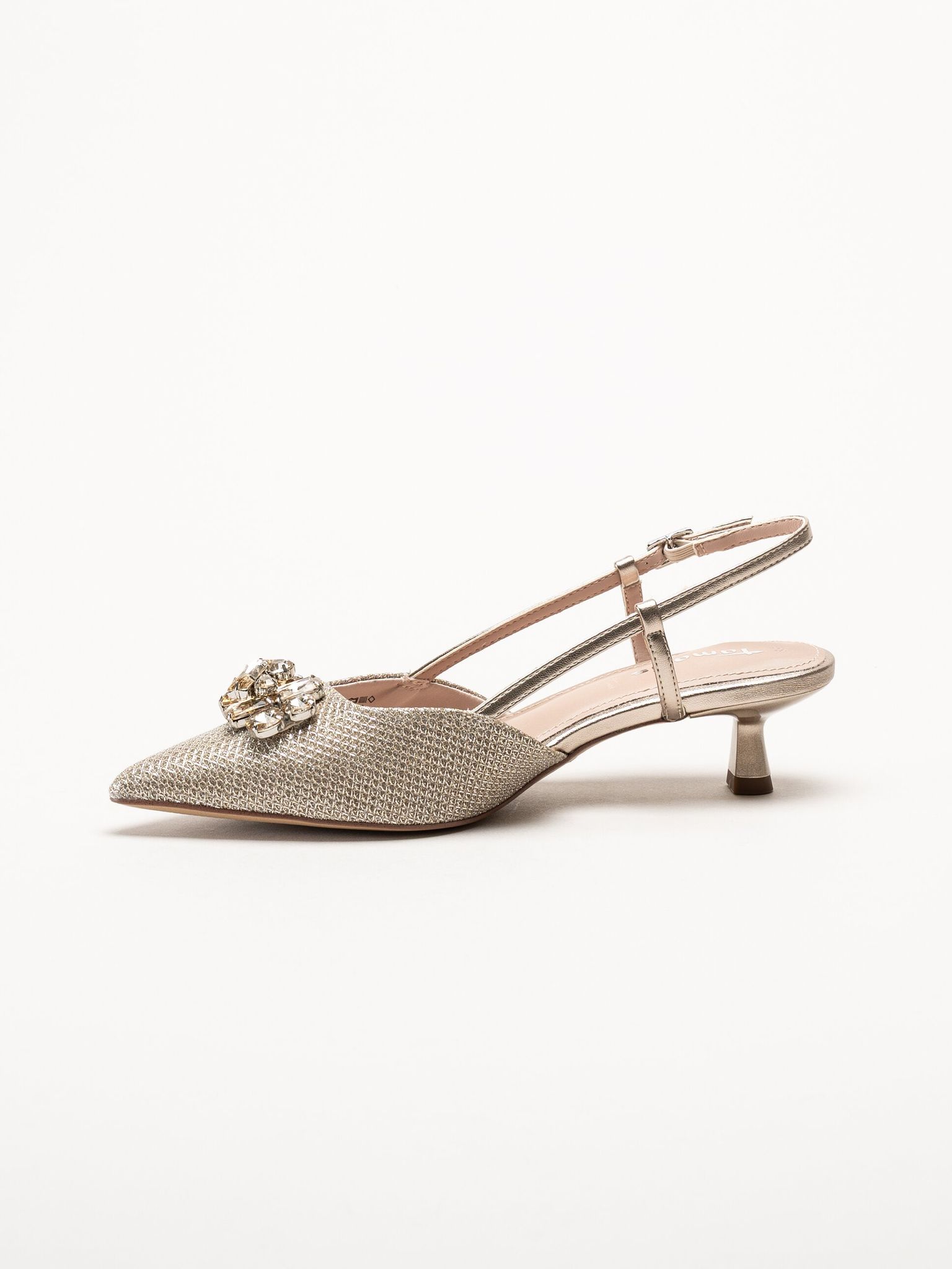Tamaris - Platinafärgade slingback pumps