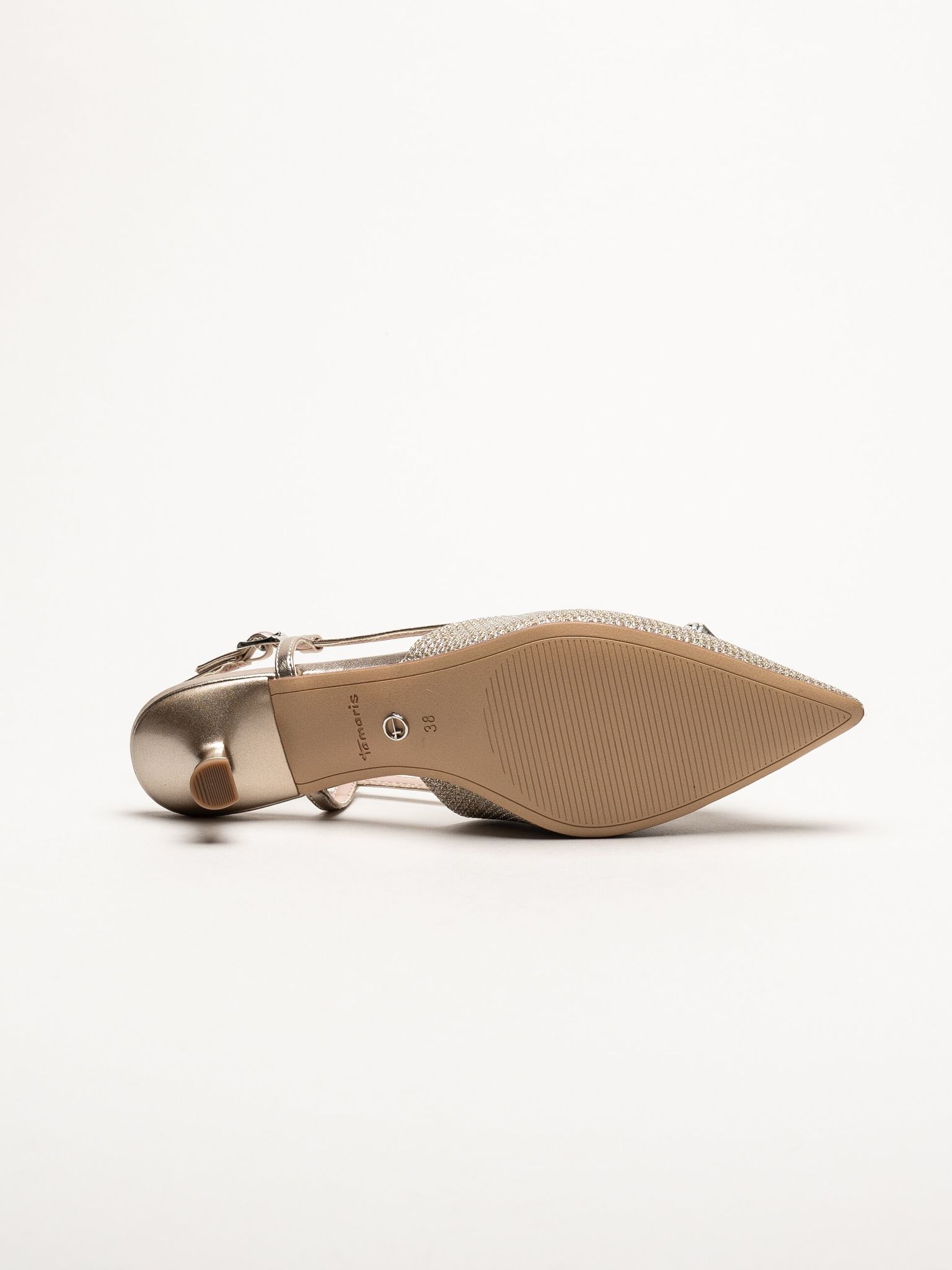 Tamaris - Platinafärgade slingback pumps