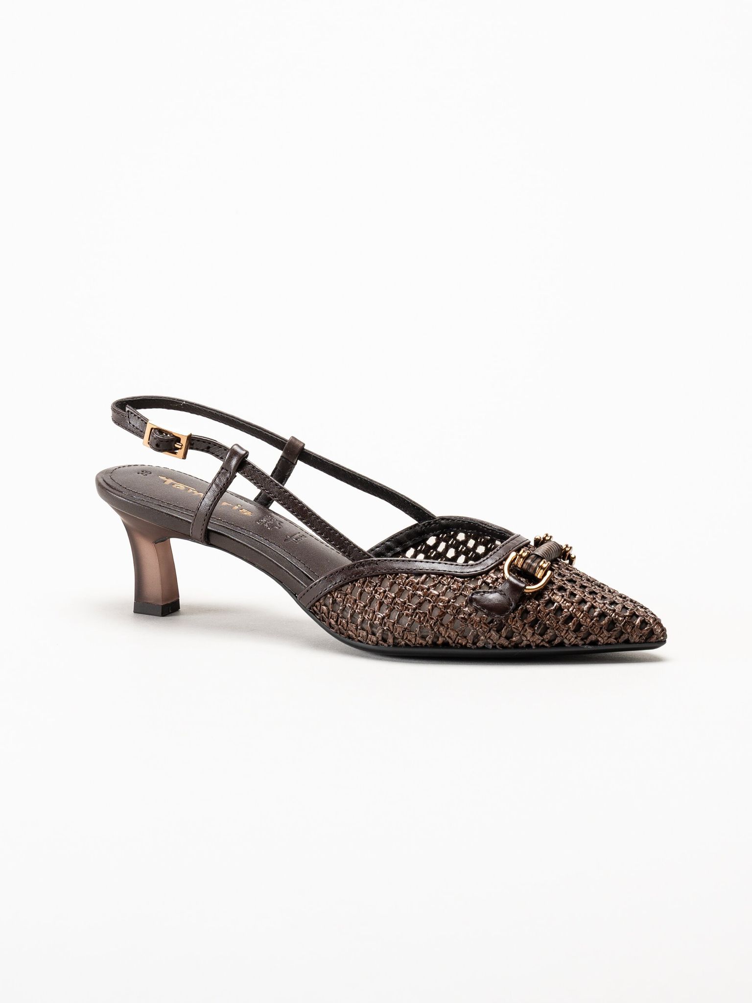 Tamaris - Mörkbruna slingback pumps
