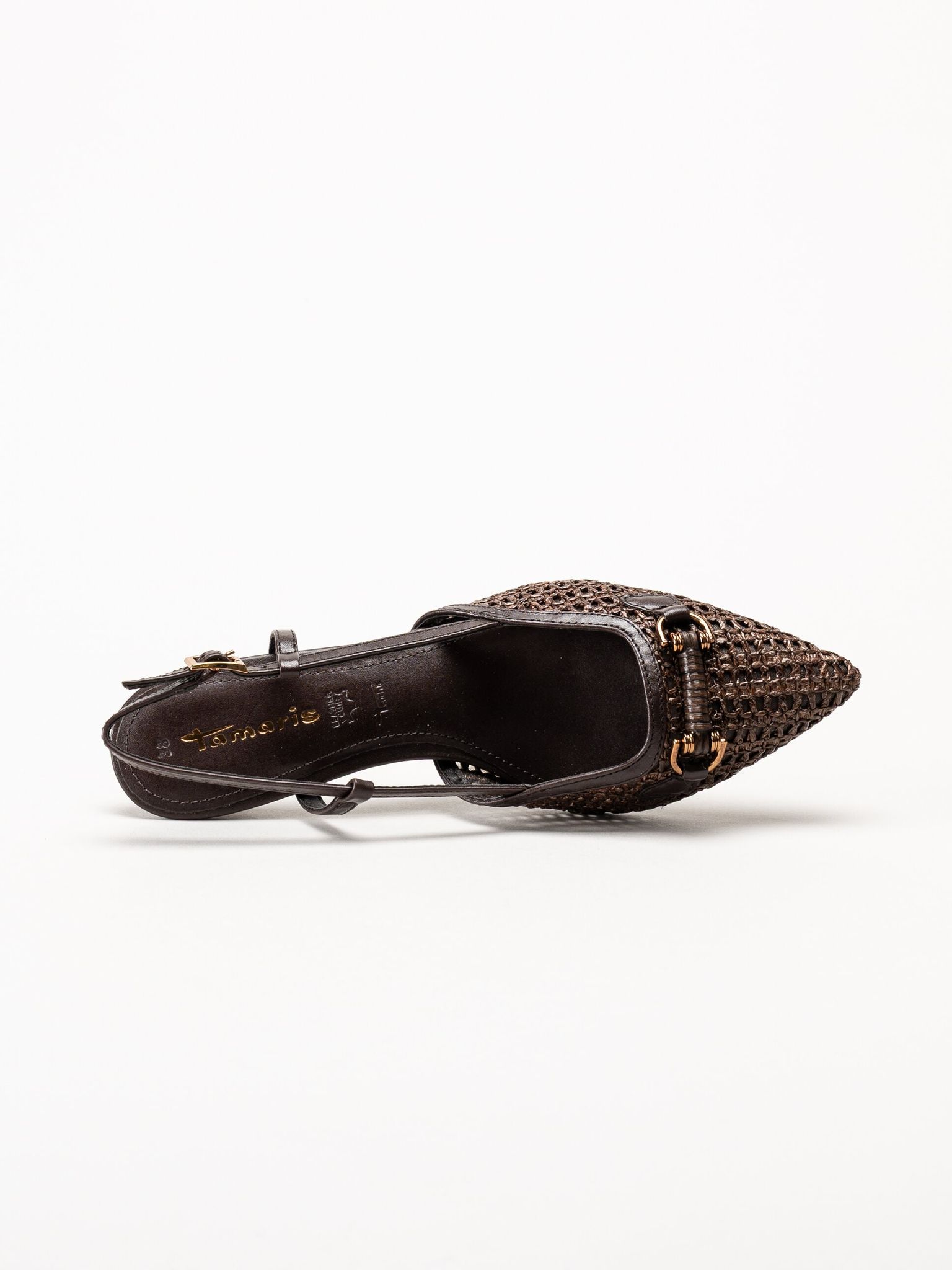 Tamaris - Mörkbruna slingback pumps