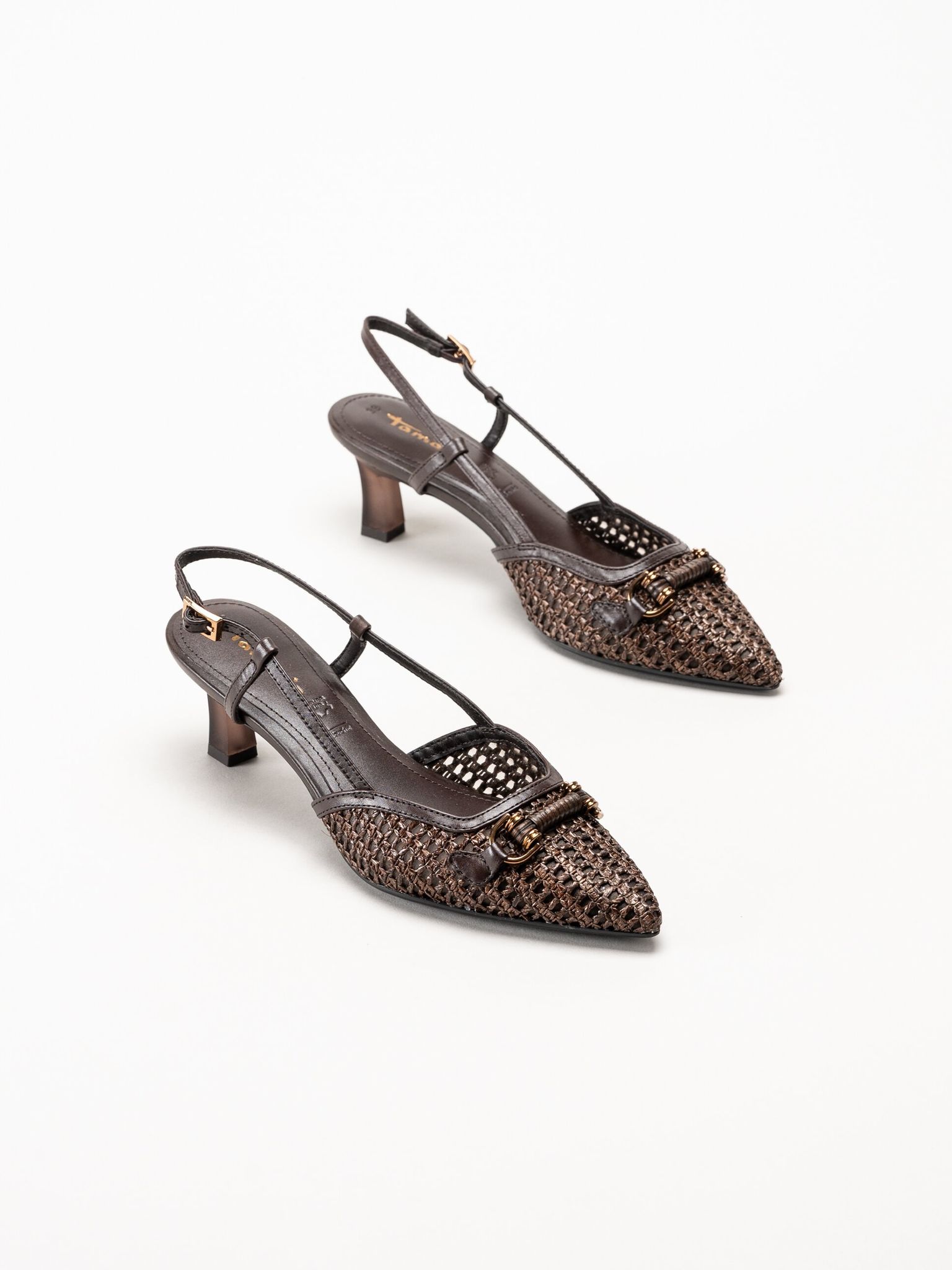 Tamaris - Mörkbruna slingback pumps