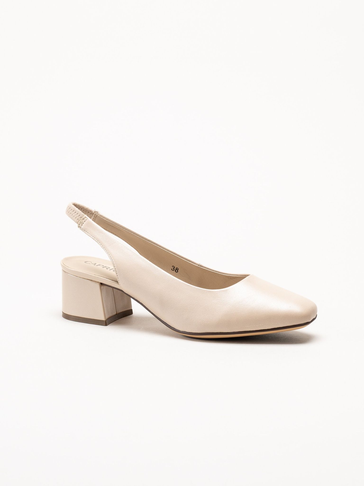 Caprice - Beige slingback pumps i skinn