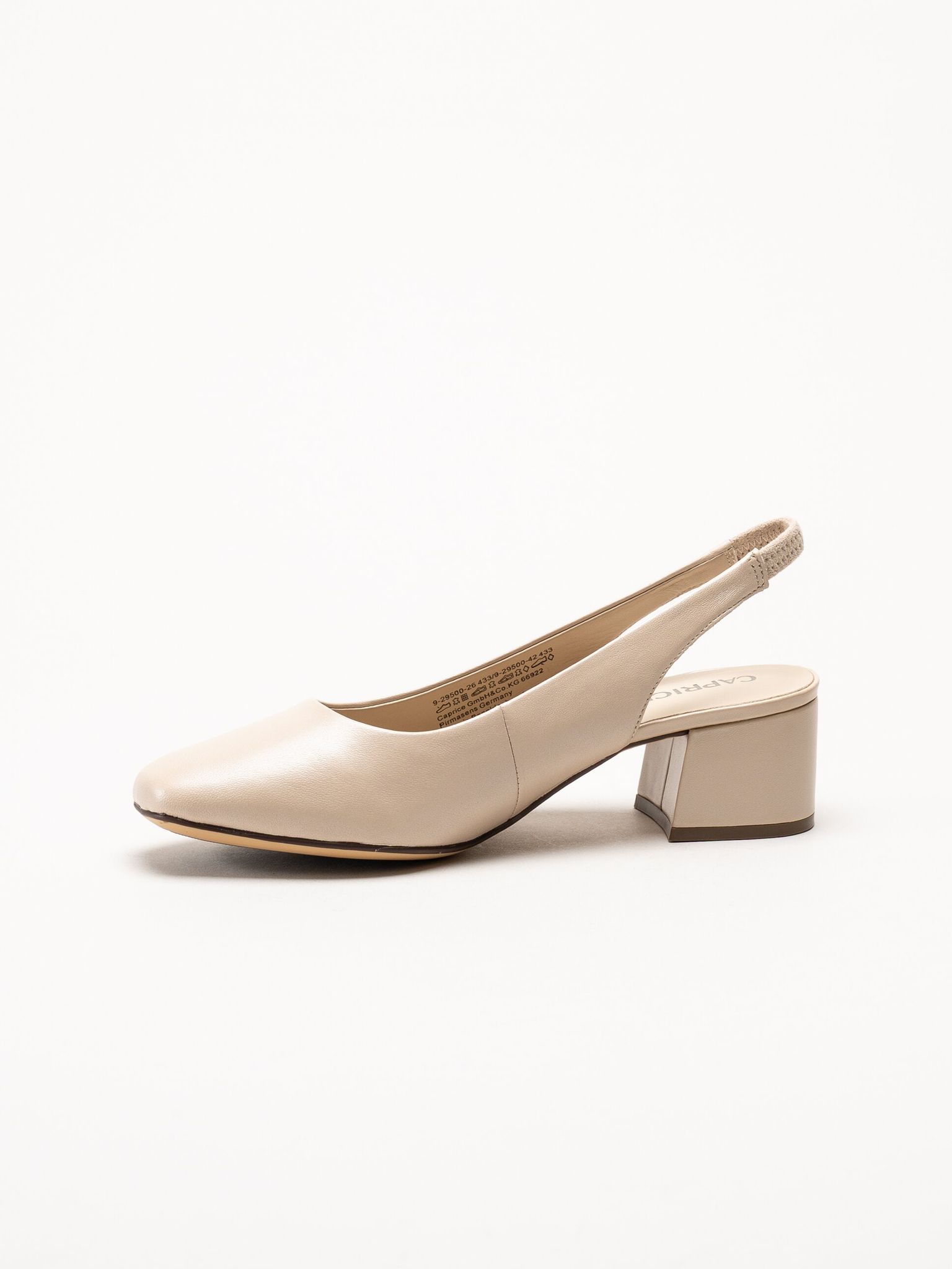 Caprice - Beige slingback pumps i skinn