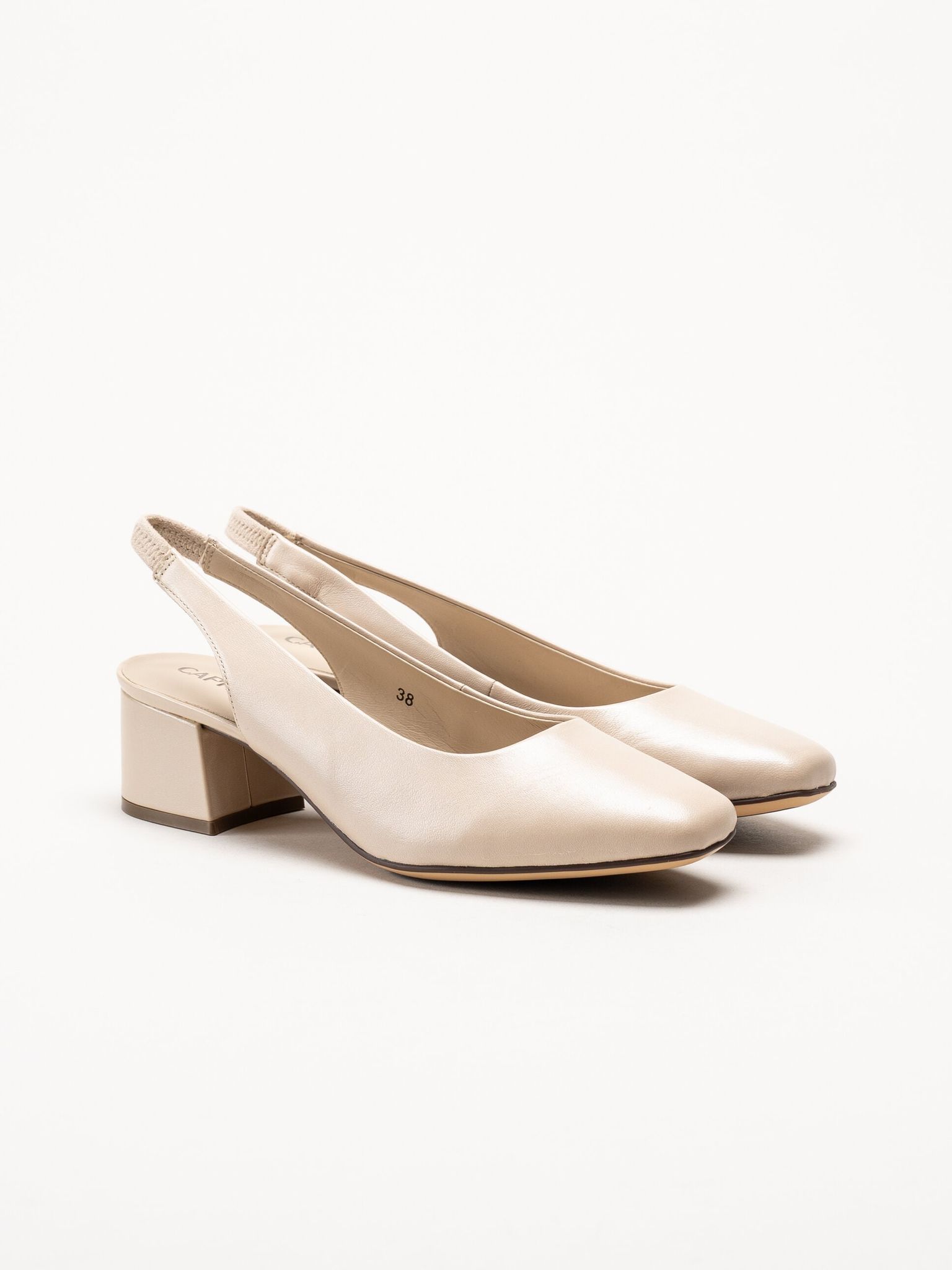 Caprice - Beige slingback pumps i skinn