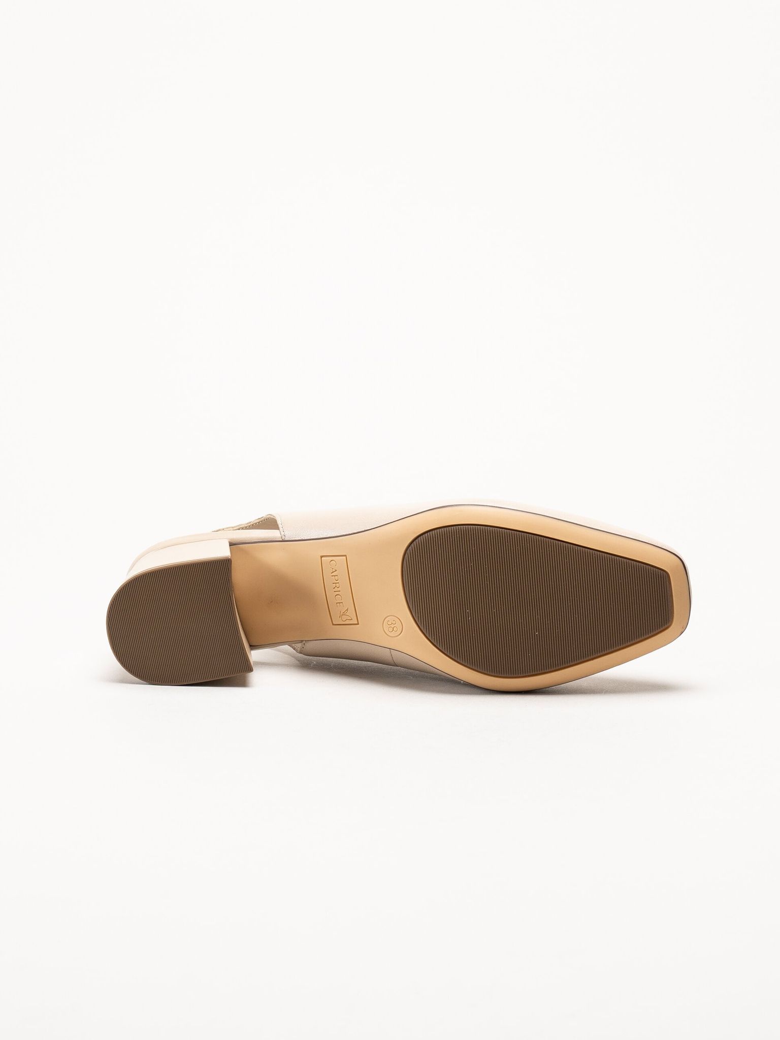 Caprice - Beige slingback pumps i skinn