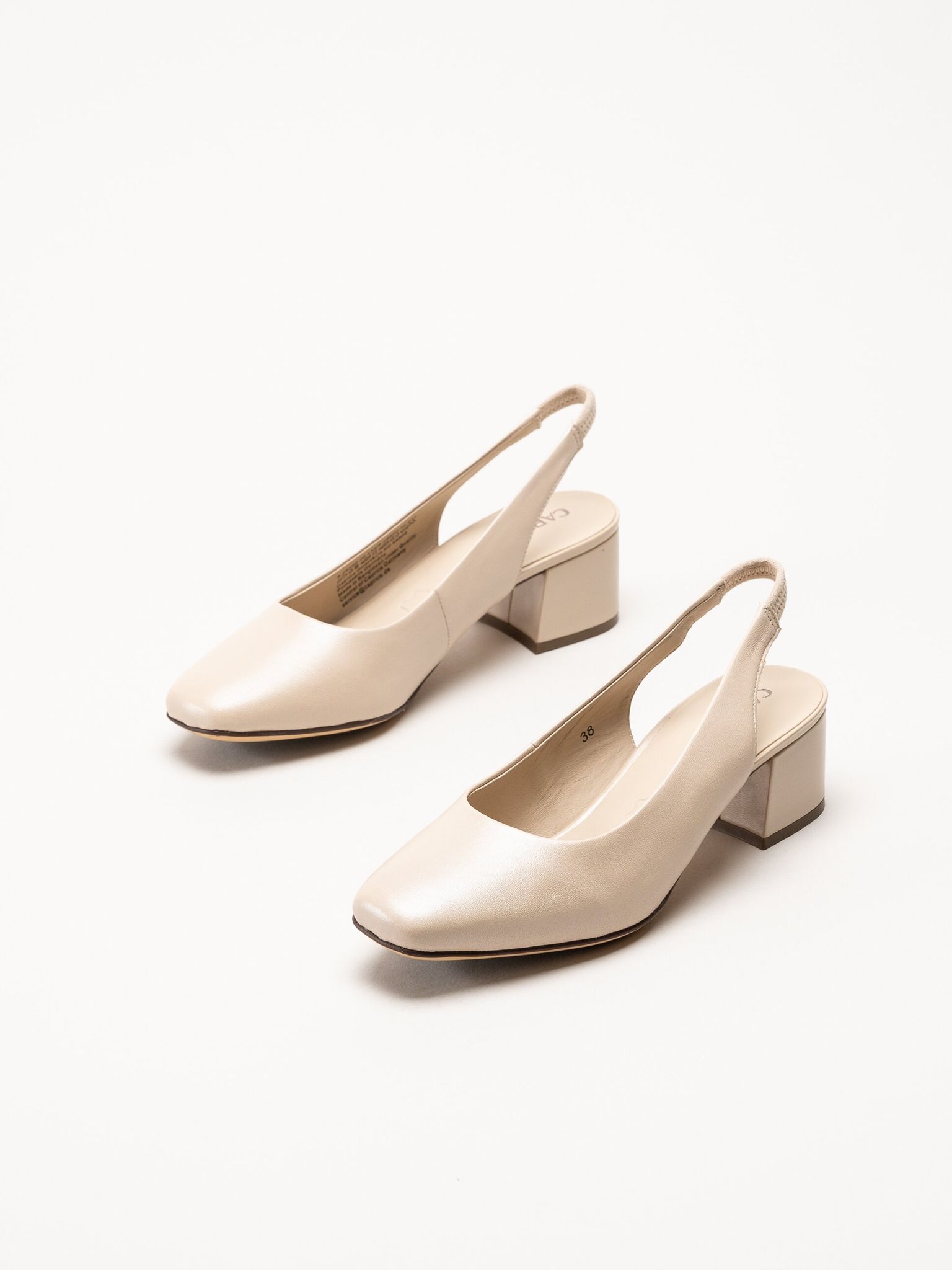 Caprice - Beige slingback pumps i skinn
