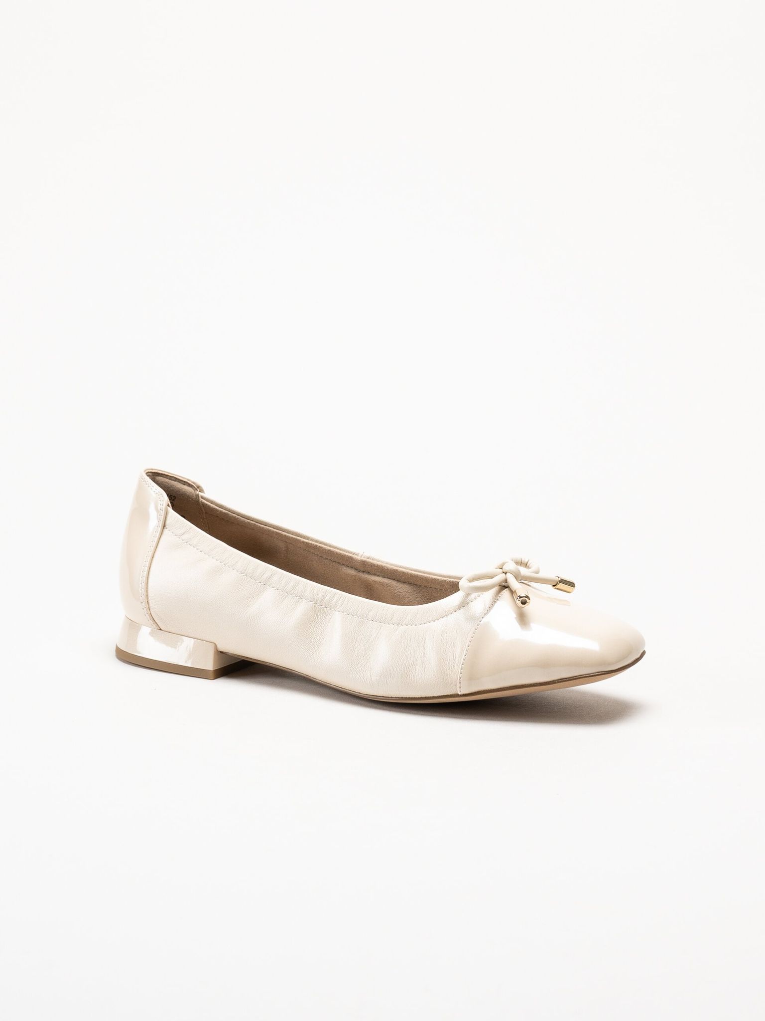 Caprice - Beige ballerinaskor i skinn