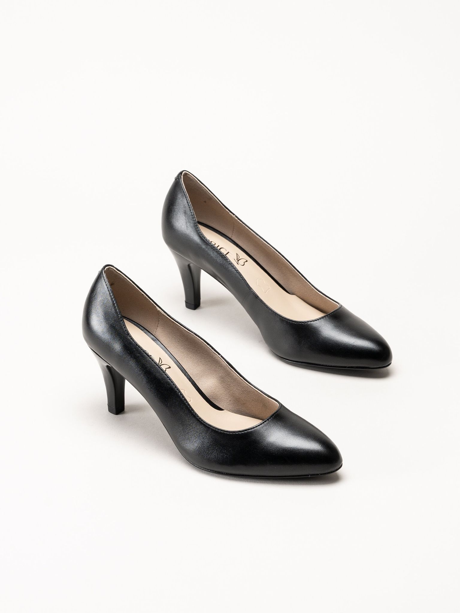 Caprice - Svarta pumps i skinn