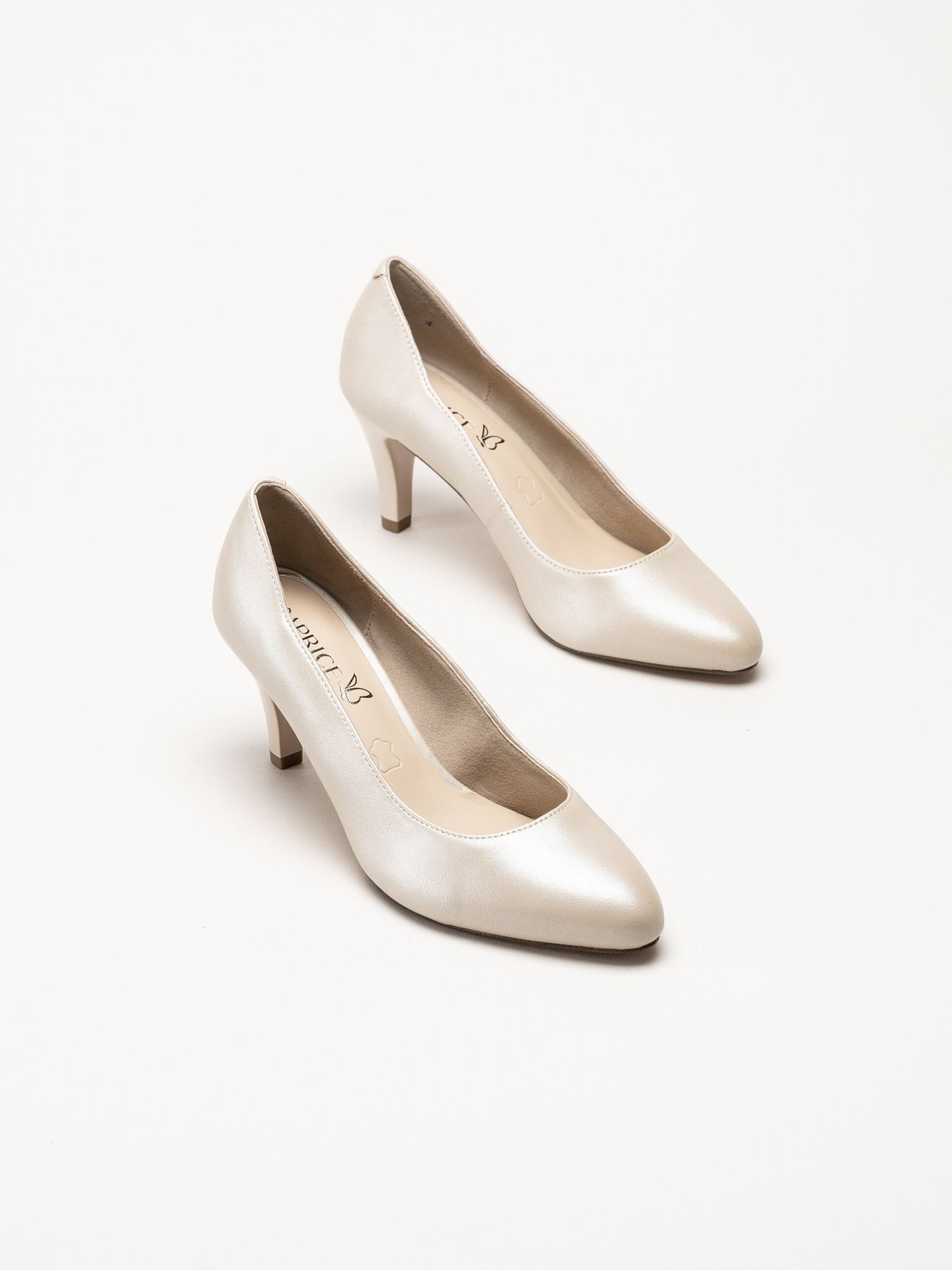 Caprice - Beige pumps i skinn