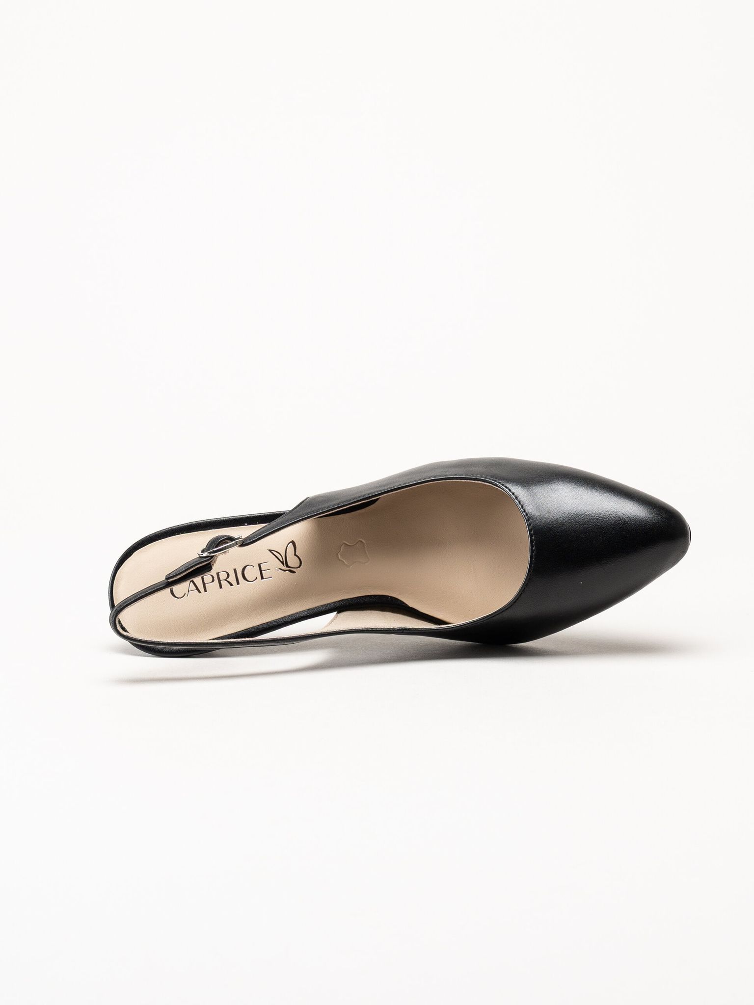 Caprice - Svarta slingback pumps i skinn